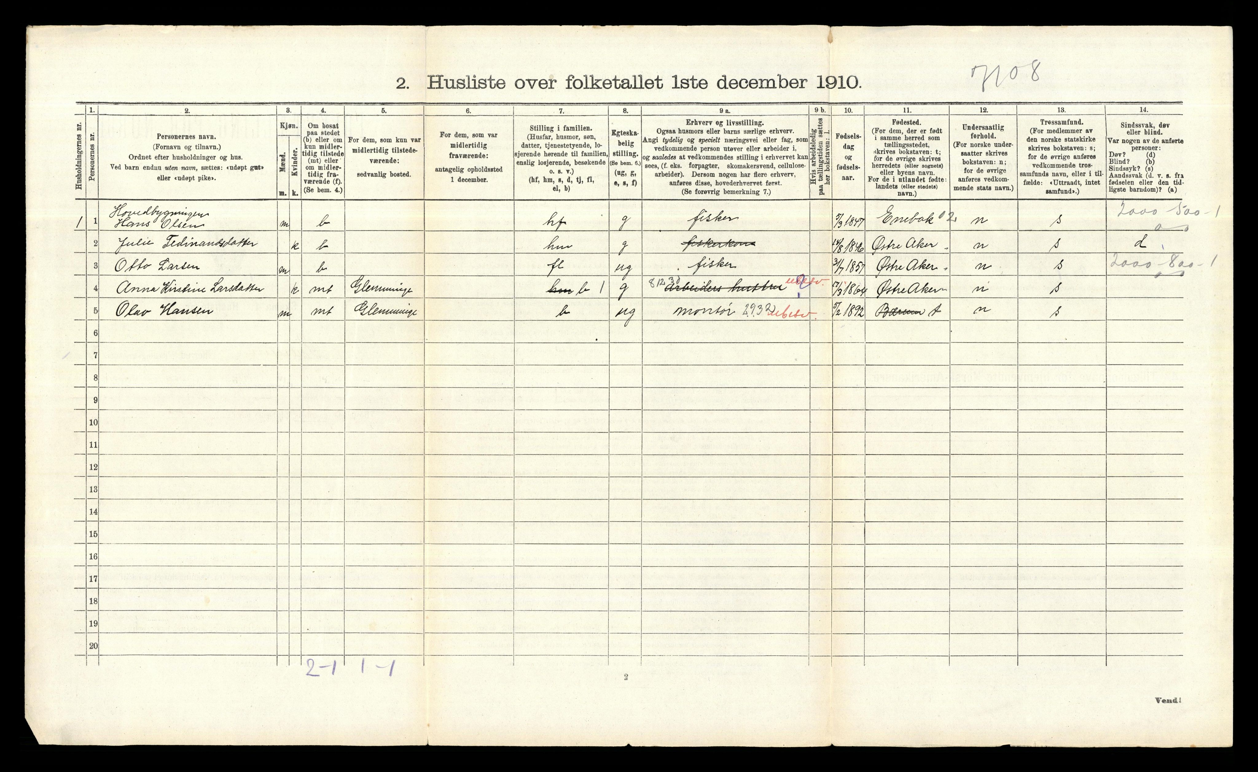 RA, 1910 census for Bærum, 1910, p. 1726