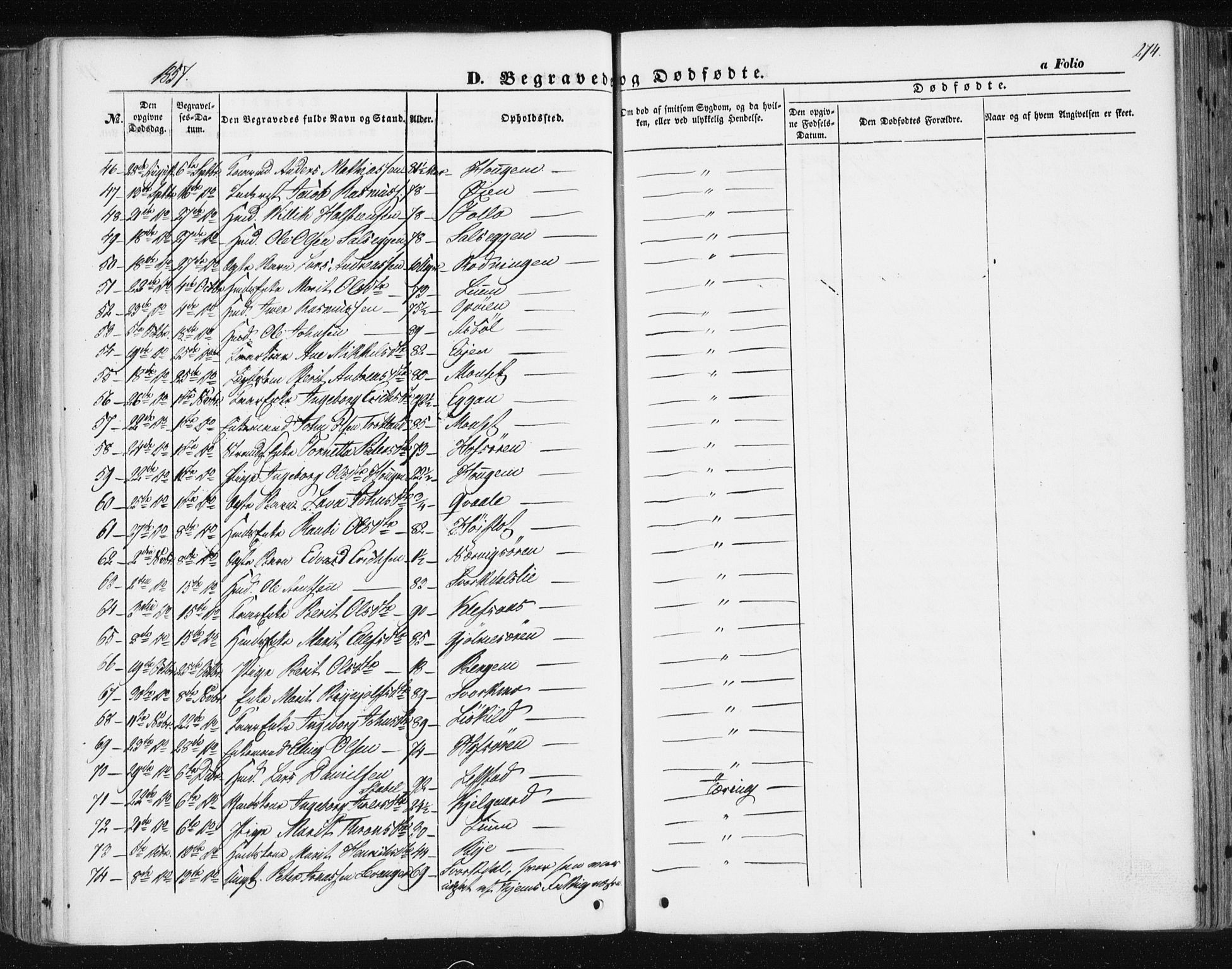 Ministerialprotokoller, klokkerbøker og fødselsregistre - Sør-Trøndelag, SAT/A-1456/668/L0806: Parish register (official) no. 668A06, 1854-1869, p. 274