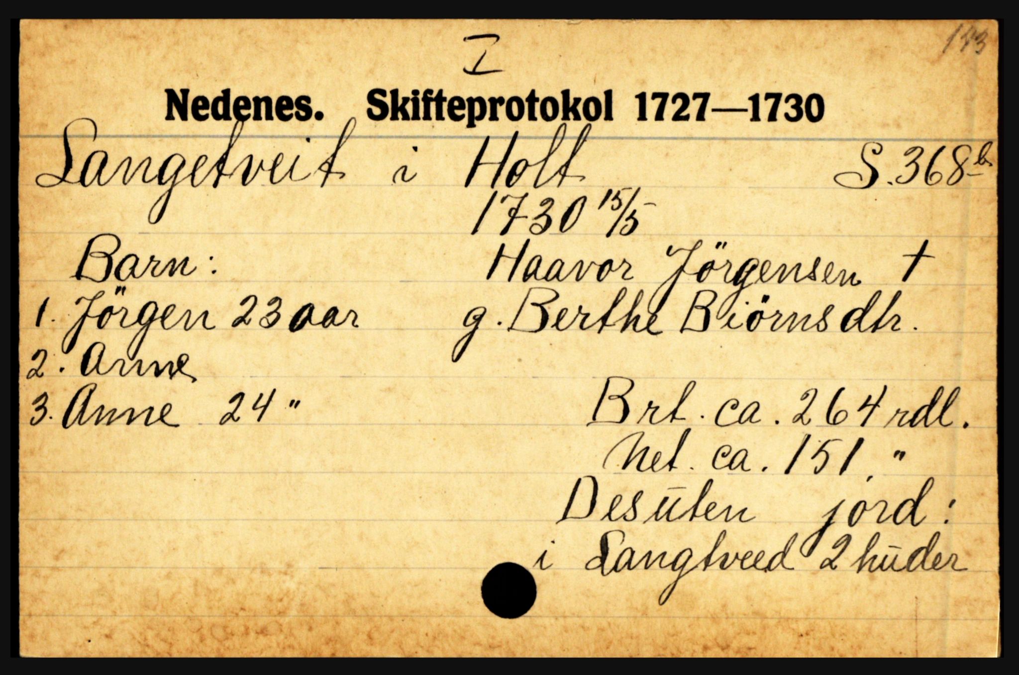 Nedenes sorenskriveri før 1824, AV/SAK-1221-0007/H, p. 16923