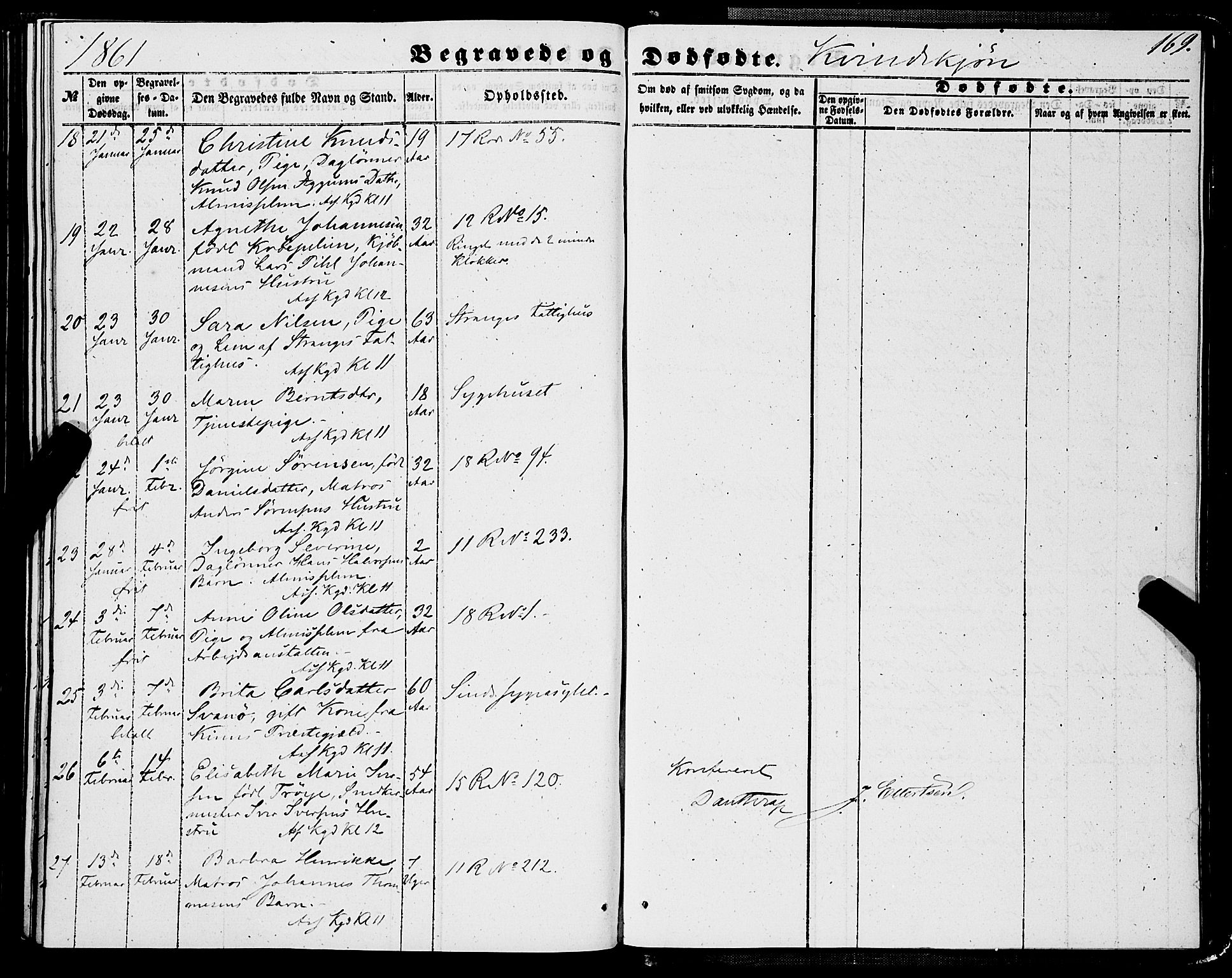 Domkirken sokneprestembete, AV/SAB-A-74801/H/Haa/L0041: Parish register (official) no. E 2, 1853-1863, p. 169
