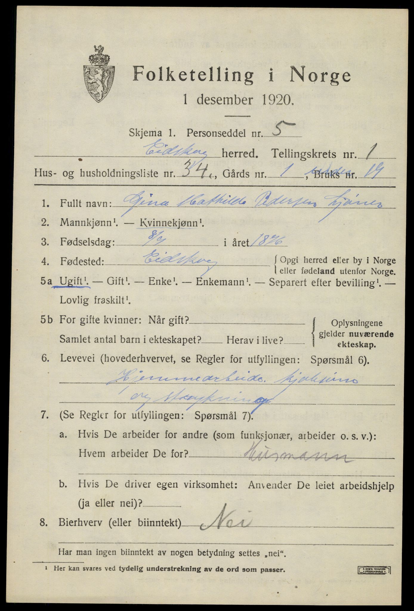 SAH, 1920 census for Eidskog, 1920, p. 2779