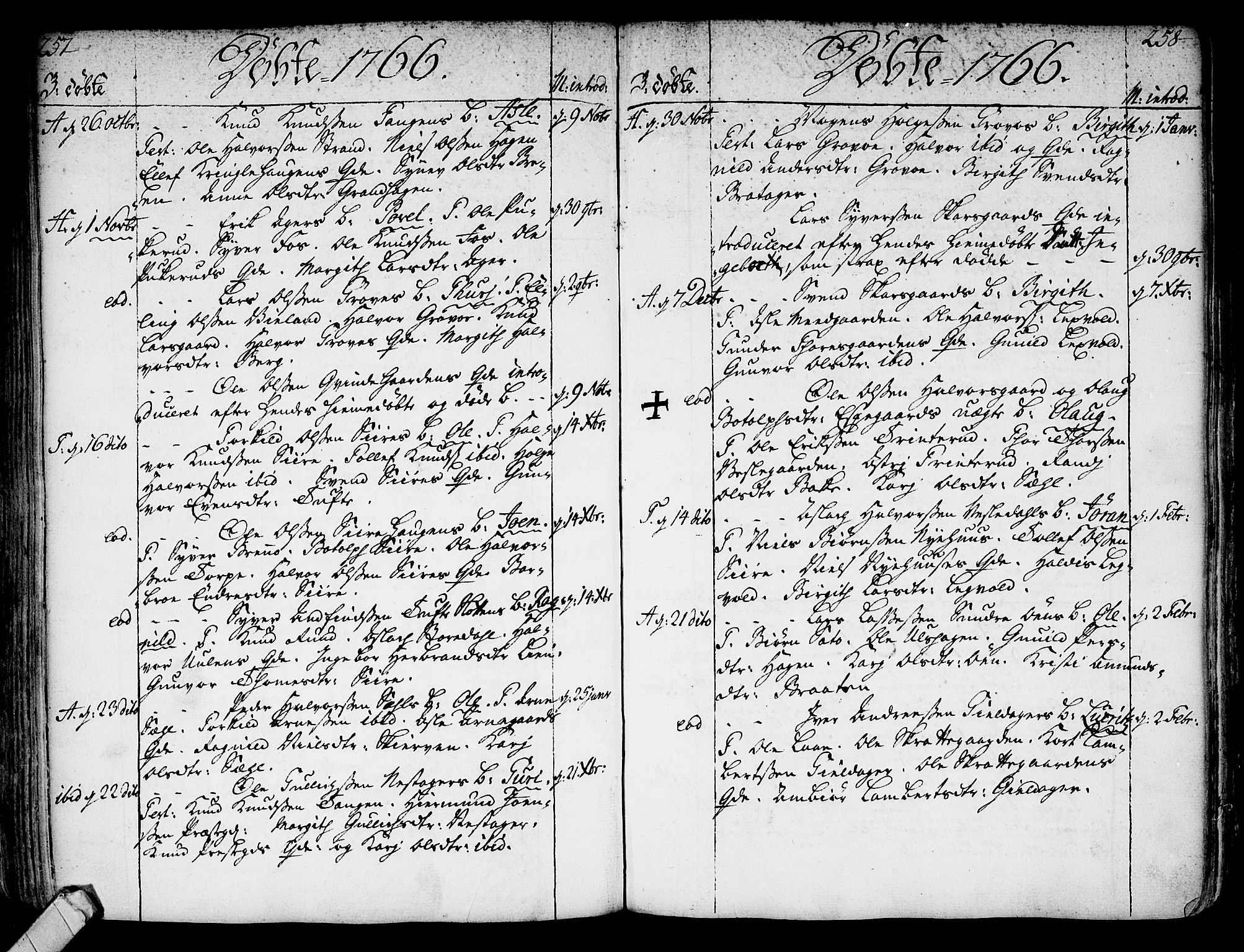 Ål kirkebøker, AV/SAKO-A-249/F/Fa/L0001: Parish register (official) no. I 1, 1744-1769, p. 257-258