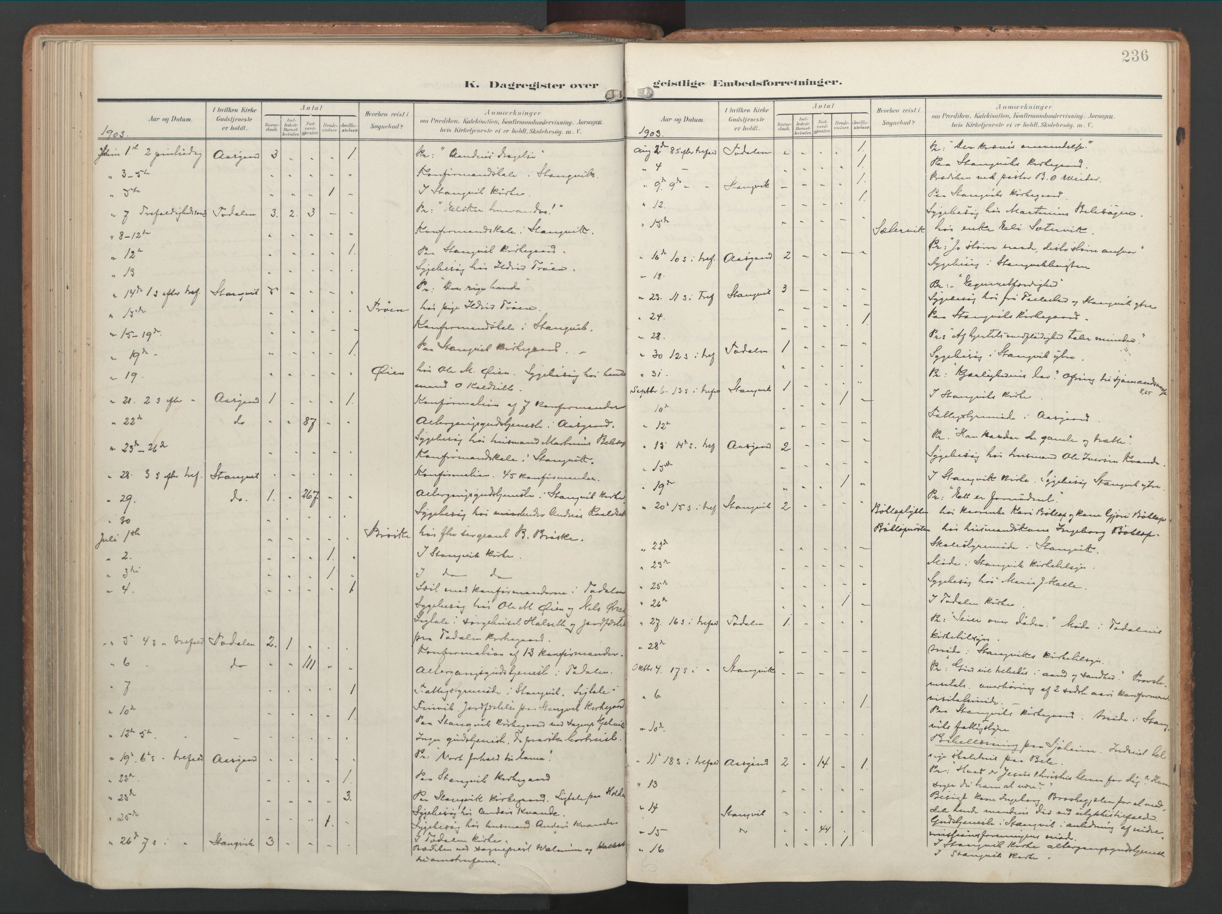 Ministerialprotokoller, klokkerbøker og fødselsregistre - Møre og Romsdal, AV/SAT-A-1454/592/L1030: Parish register (official) no. 592A08, 1901-1925, p. 236