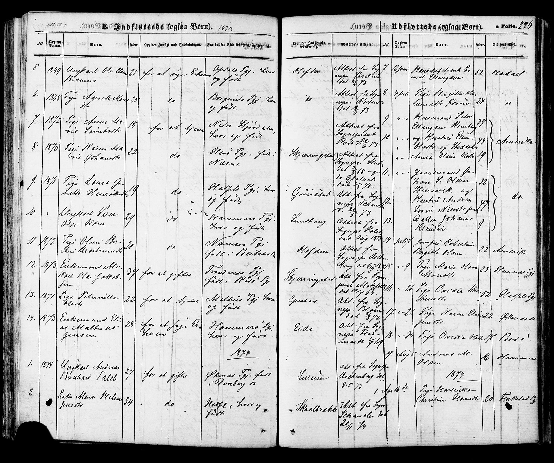 Ministerialprotokoller, klokkerbøker og fødselsregistre - Nordland, SAT/A-1459/891/L1301: Parish register (official) no. 891A06, 1870-1878, p. 226