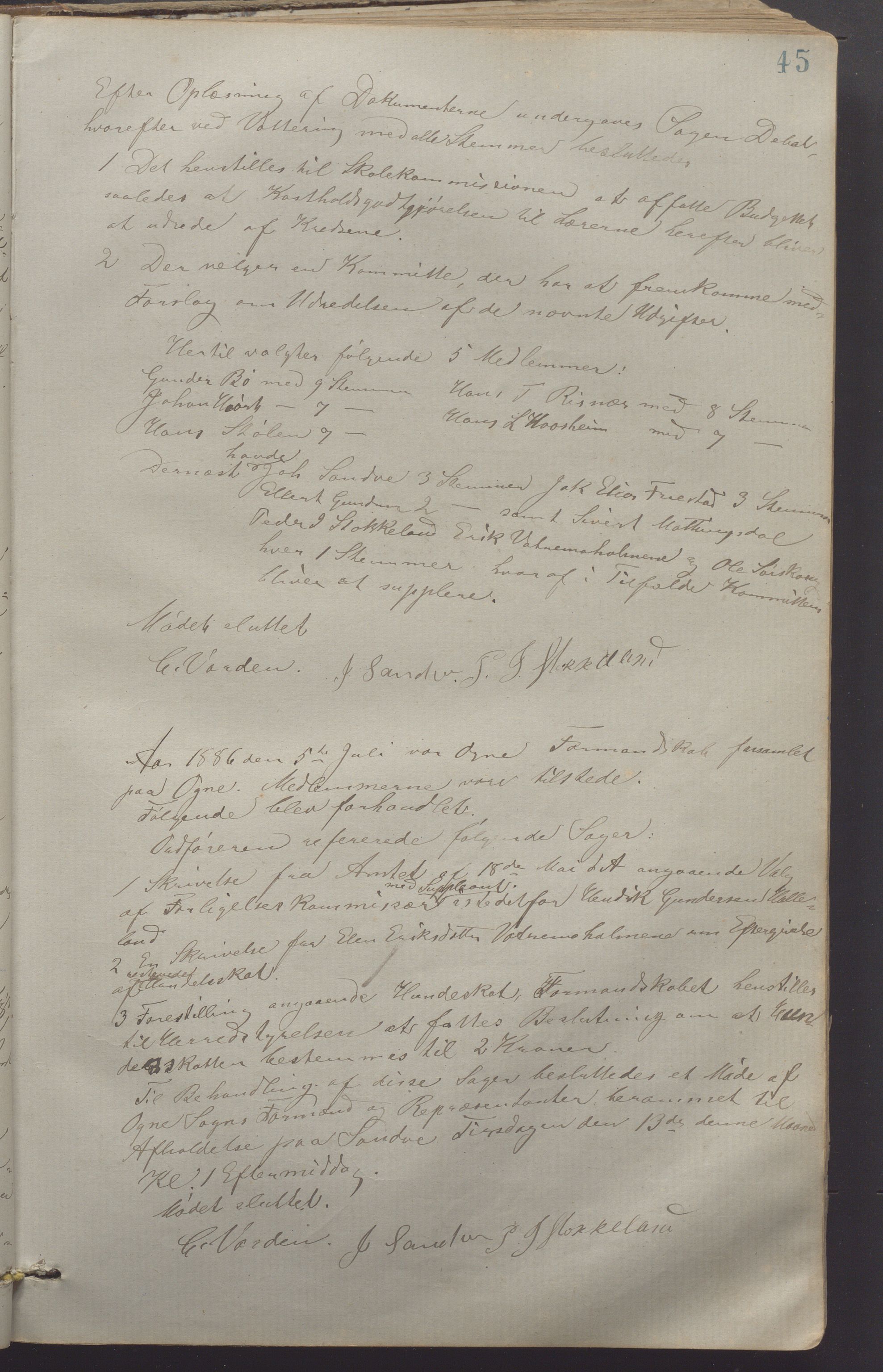 Ogna kommune- Formannskapet, IKAR/K-100909/A/L0002: Møtebok, 1880-1910, p. 45a