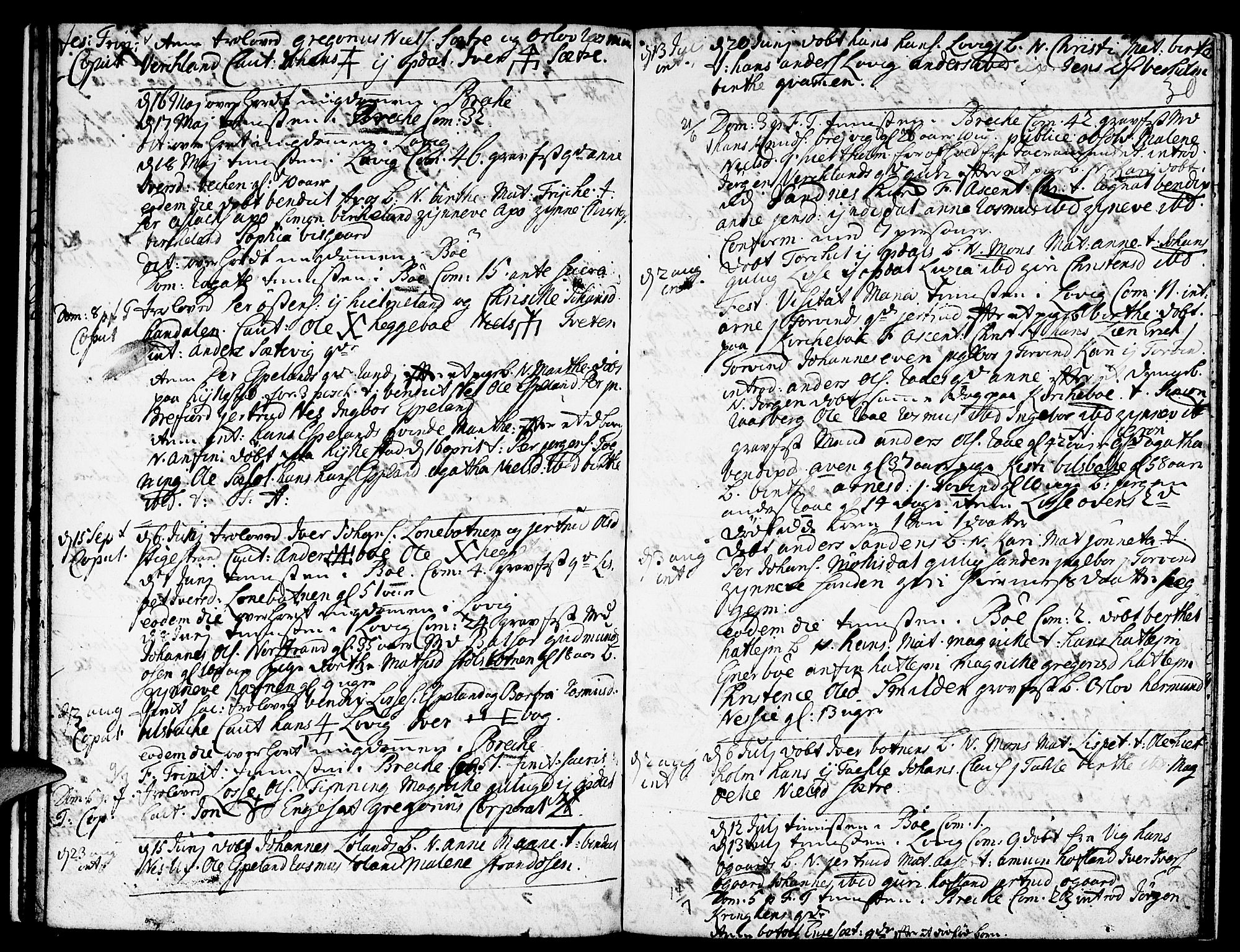 Gulen sokneprestembete, SAB/A-80201/H/Haa/Haaa/L0010: Parish register (official) no. A 10, 1736-1746, p. 30