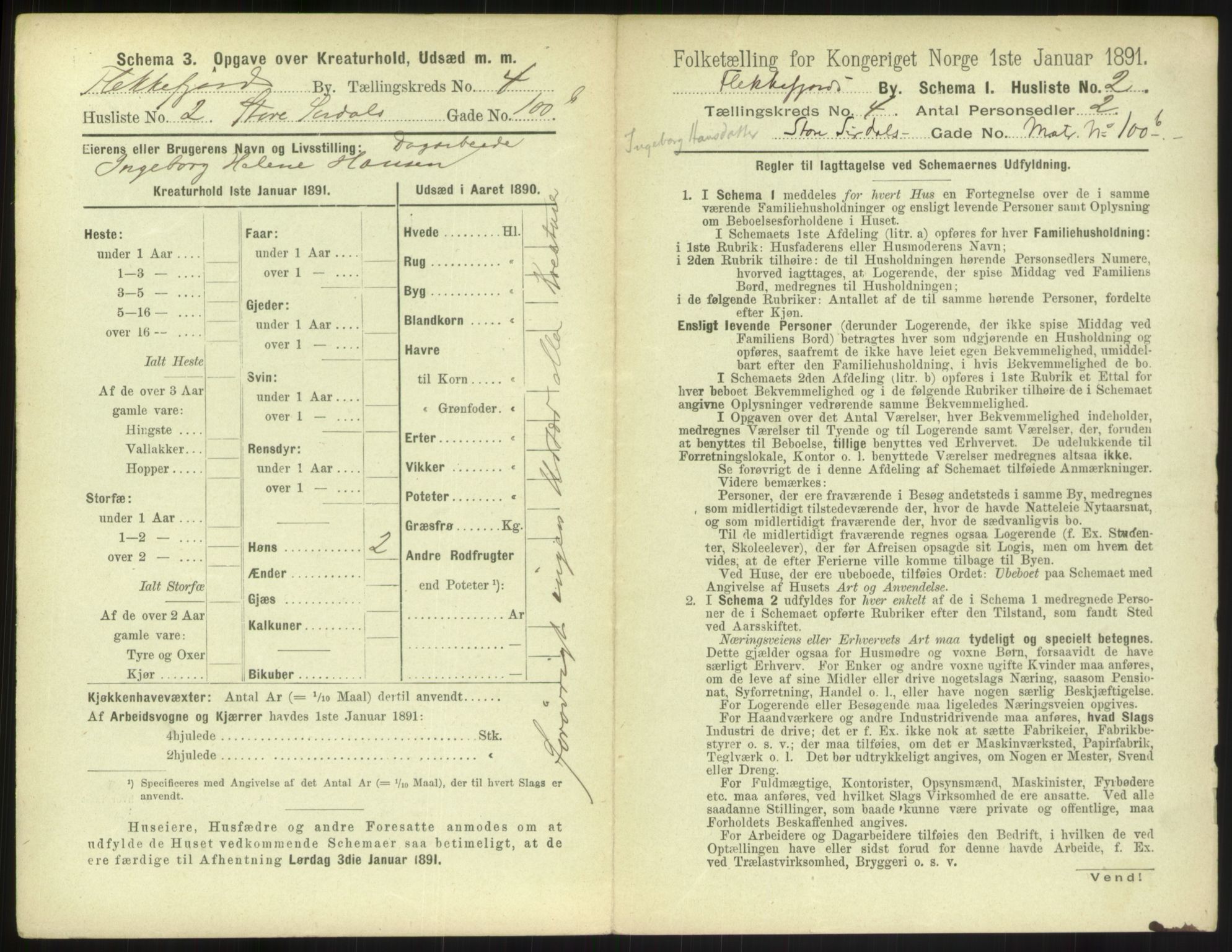 RA, 1891 census for 1004 Flekkefjord, 1891, p. 172