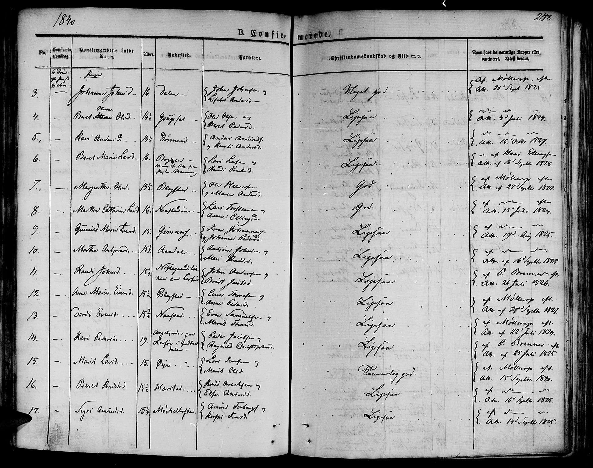 Ministerialprotokoller, klokkerbøker og fødselsregistre - Møre og Romsdal, AV/SAT-A-1454/586/L0983: Parish register (official) no. 586A09, 1829-1843, p. 248