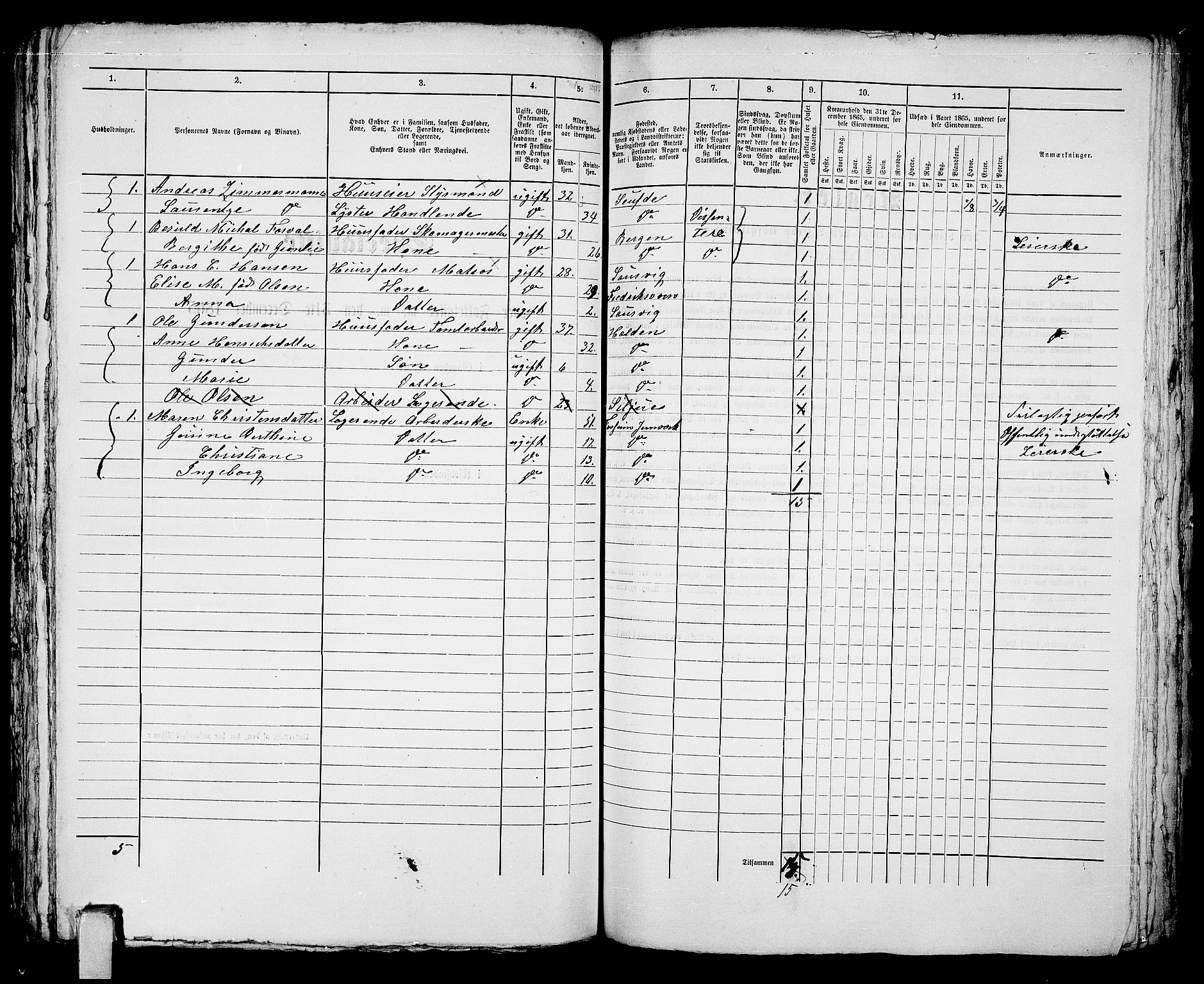 RA, 1865 census for Porsgrunn, 1865, p. 667