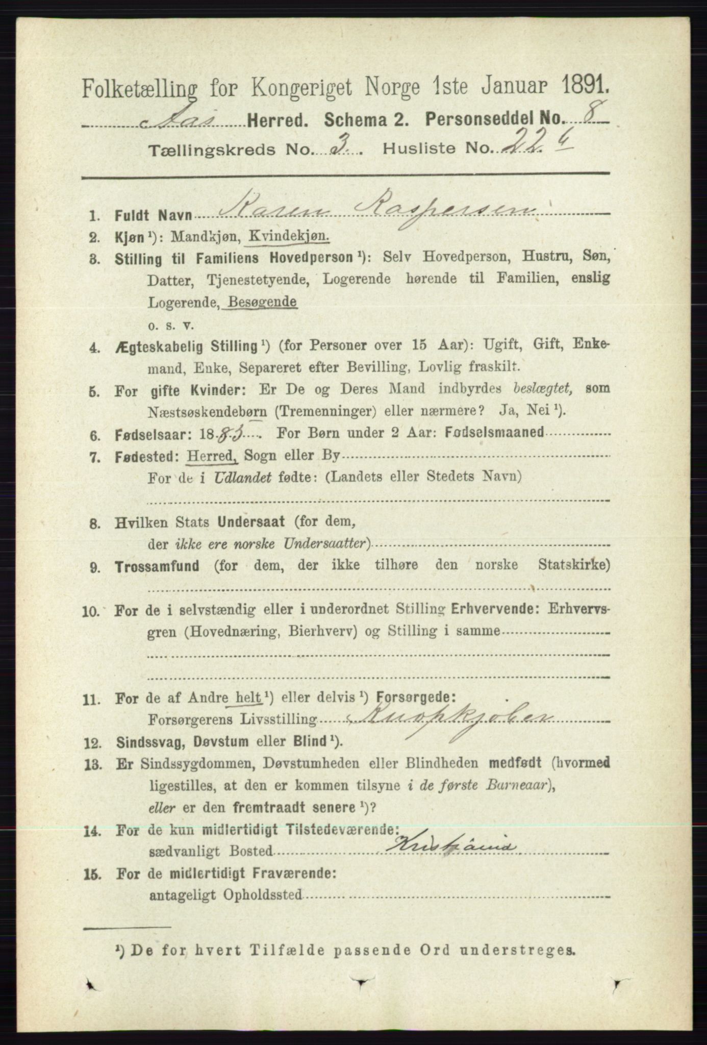 RA, 1891 census for 0214 Ås, 1891, p. 2894