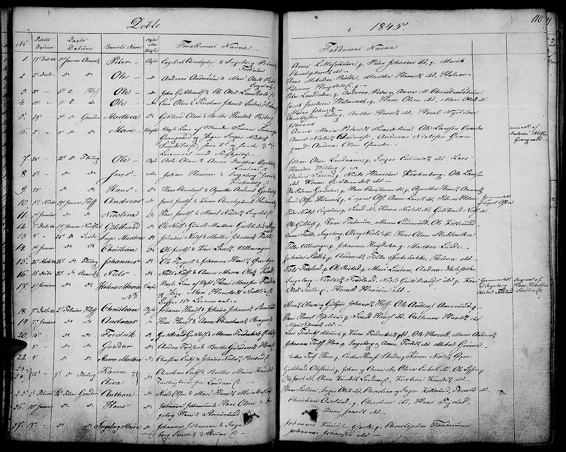 Land prestekontor, AV/SAH-PREST-120/H/Ha/Haa/L0008: Parish register (official) no. 8, 1830-1846, p. 110