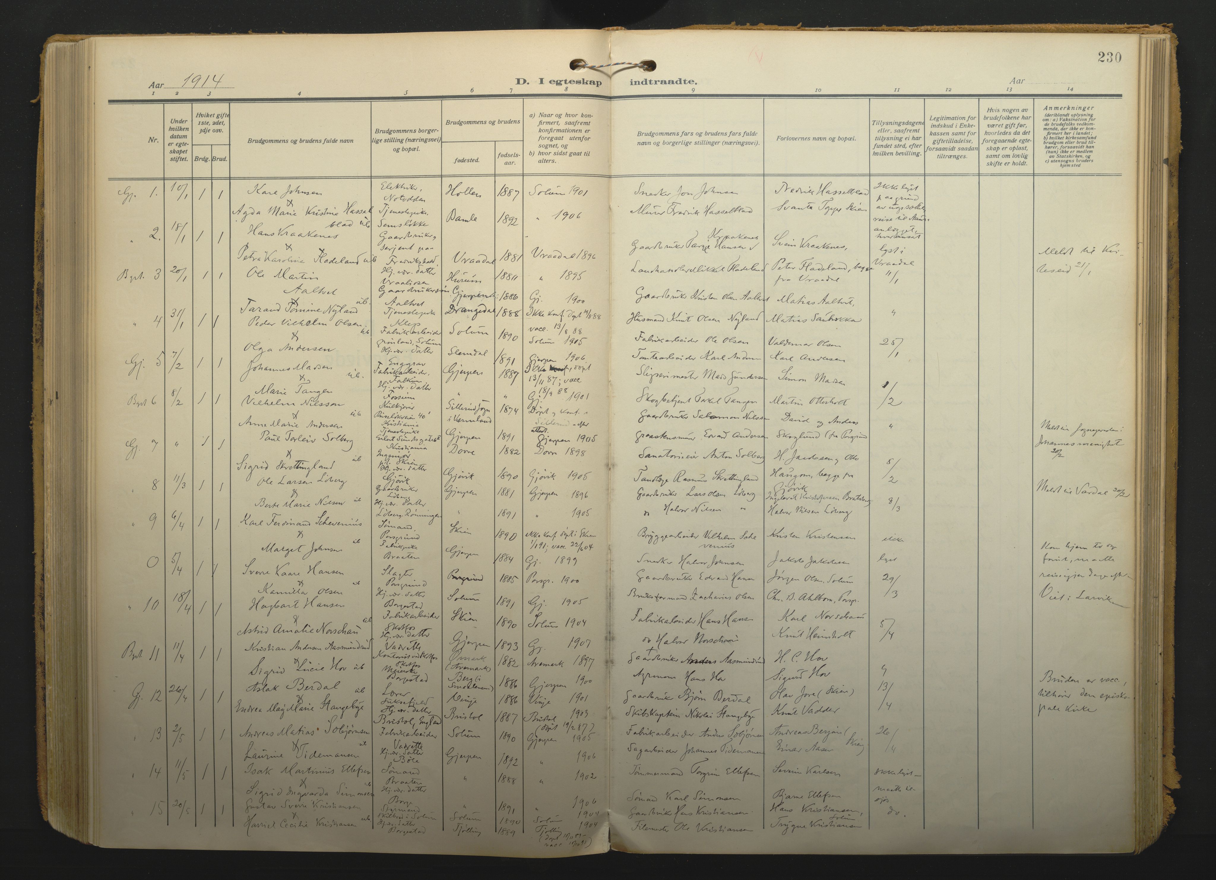 Gjerpen kirkebøker, SAKO/A-265/F/Fa/L0013: Parish register (official) no. I 13, 1914-1924, p. 230