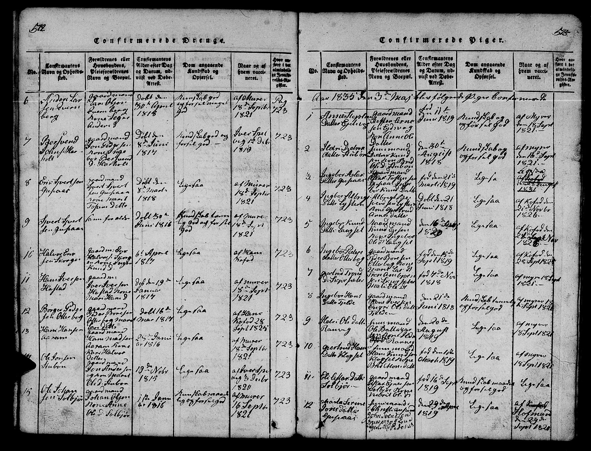 Ministerialprotokoller, klokkerbøker og fødselsregistre - Møre og Romsdal, SAT/A-1454/551/L0629: Parish register (copy) no. 551C01, 1818-1839, p. 512-513