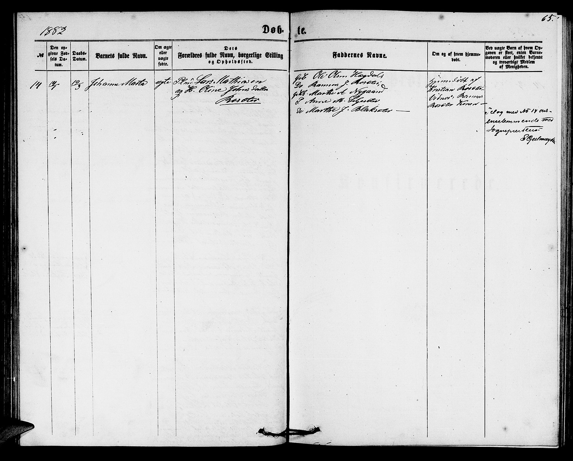 Innvik sokneprestembete, AV/SAB-A-80501: Parish register (copy) no. C 2, 1864-1882, p. 65