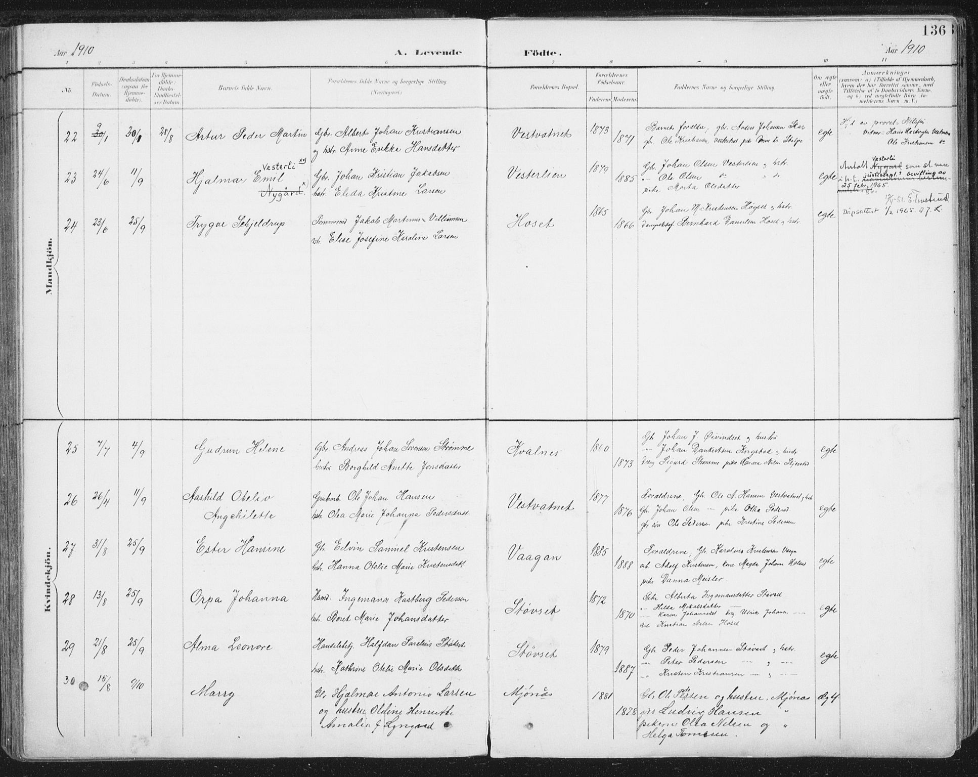 Ministerialprotokoller, klokkerbøker og fødselsregistre - Nordland, SAT/A-1459/852/L0741: Parish register (official) no. 852A11, 1894-1917, p. 136