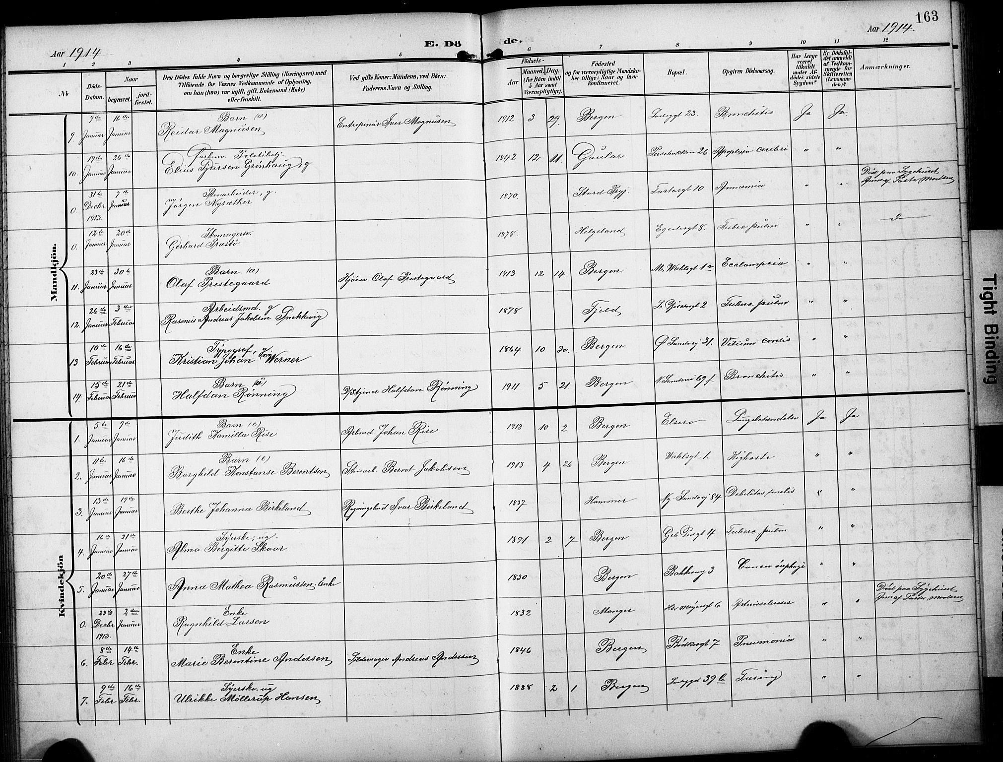 Sandviken Sokneprestembete, AV/SAB-A-77601/H/Hb/L0017: Parish register (copy) no. E 1, 1903-1926, p. 163