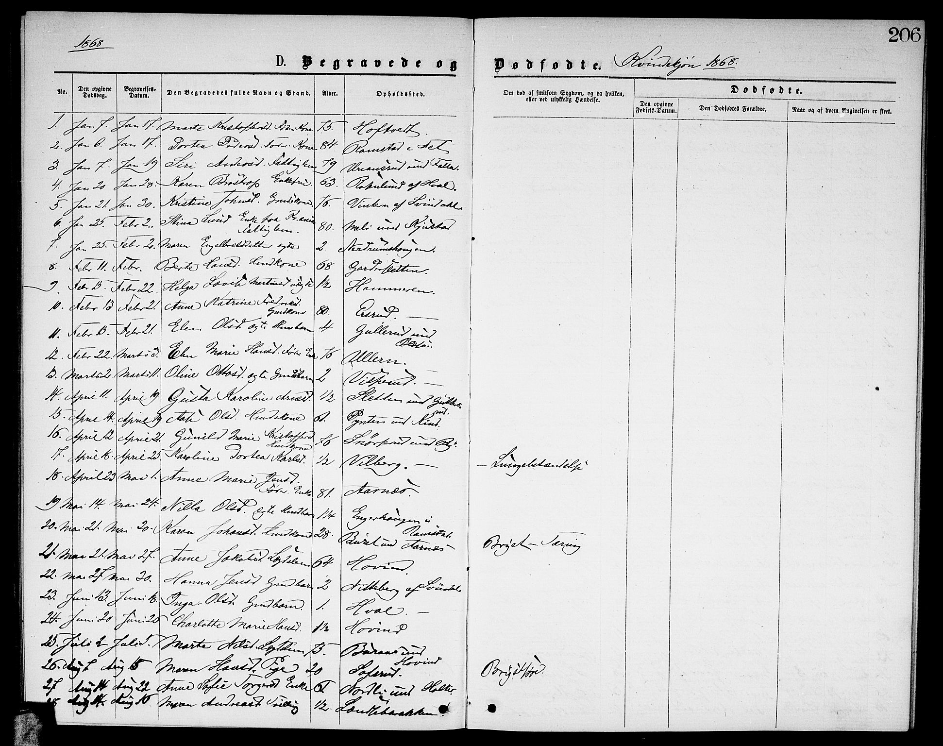 Fet prestekontor Kirkebøker, AV/SAO-A-10370a/G/Ga/L0004: Parish register (copy) no. I 4, 1868-1874, p. 206