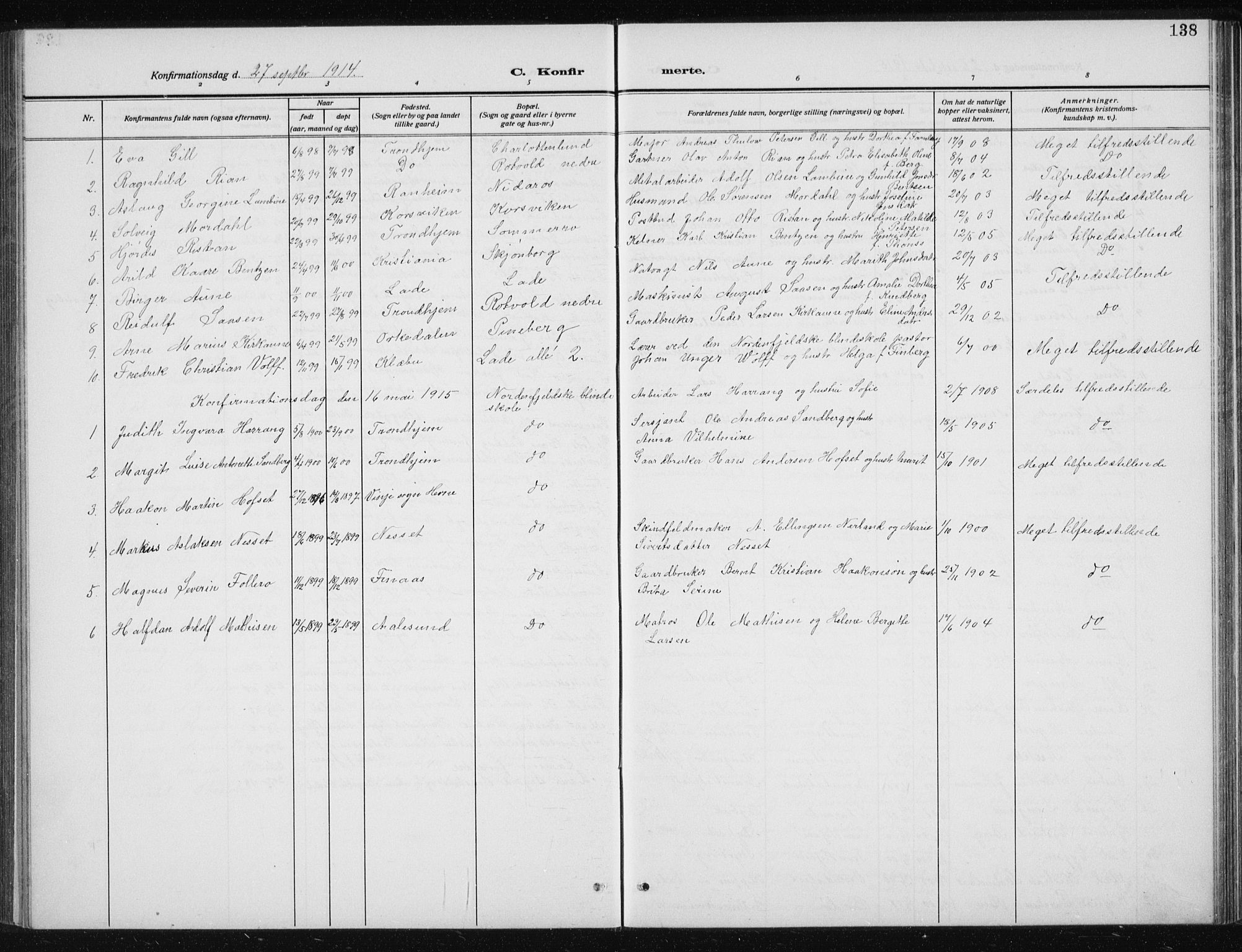 Ministerialprotokoller, klokkerbøker og fødselsregistre - Sør-Trøndelag, SAT/A-1456/606/L0314: Parish register (copy) no. 606C10, 1911-1937, p. 138