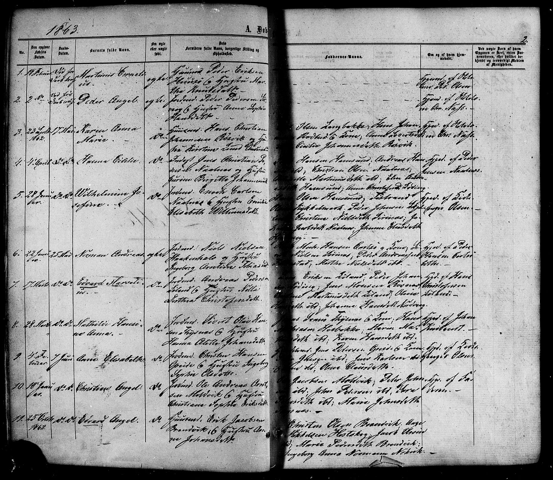 Ministerialprotokoller, klokkerbøker og fødselsregistre - Nordland, SAT/A-1459/859/L0845: Parish register (official) no. 859A05, 1863-1877, p. 2