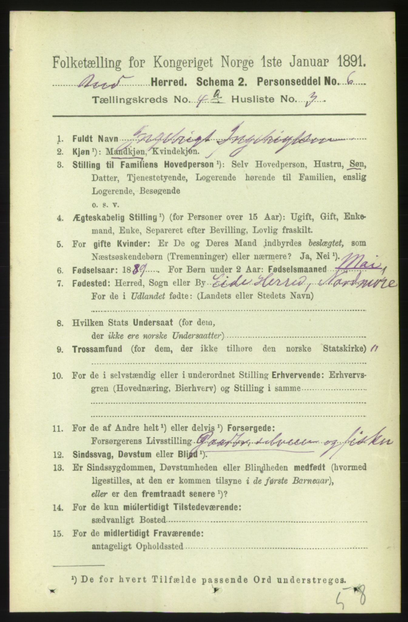 RA, 1891 census for 1549 Bud, 1891, p. 2181