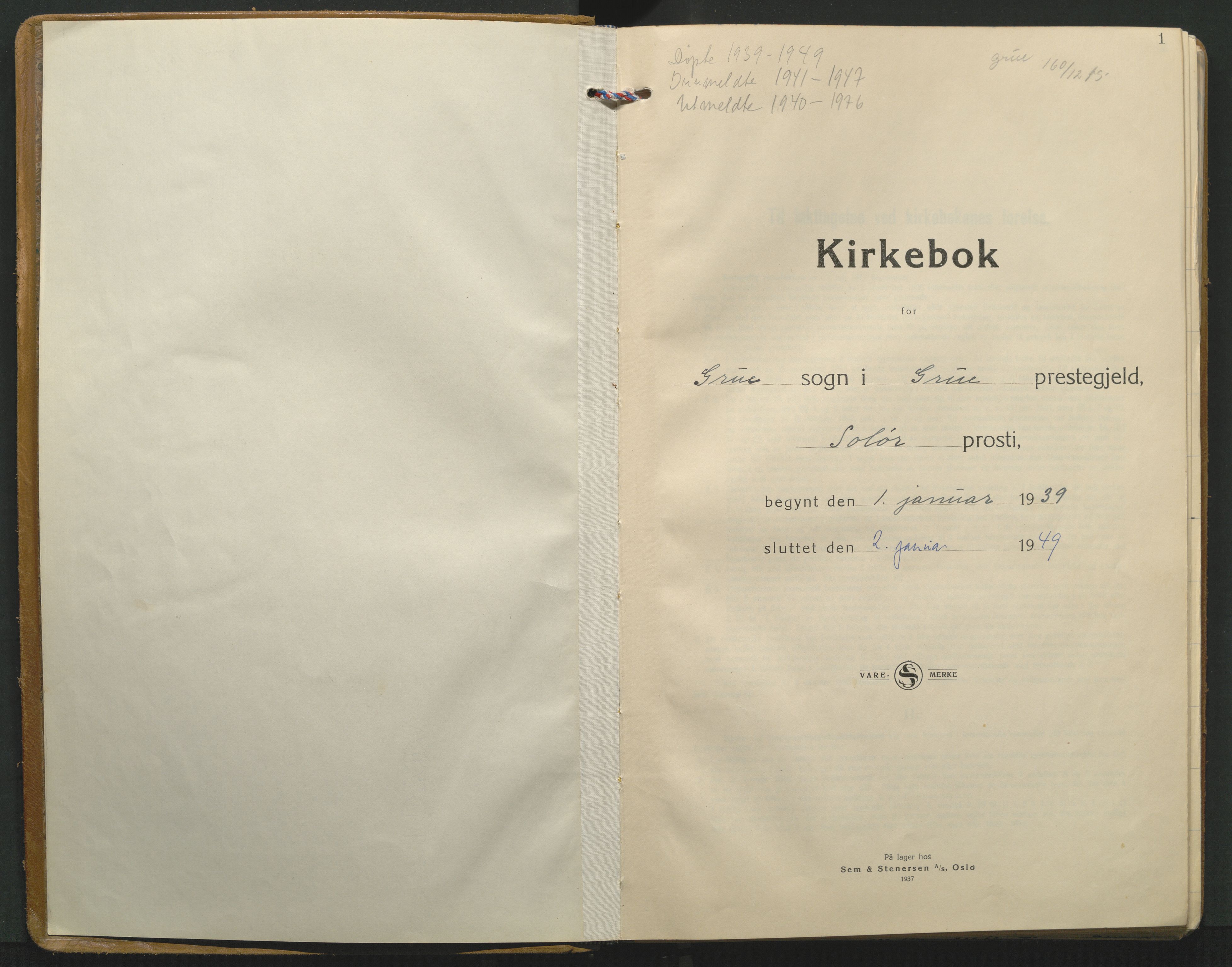 Grue prestekontor, AV/SAH-PREST-036/H/Ha/Haa/L0021: Parish register (official) no. 21, 1939-1976, p. 1