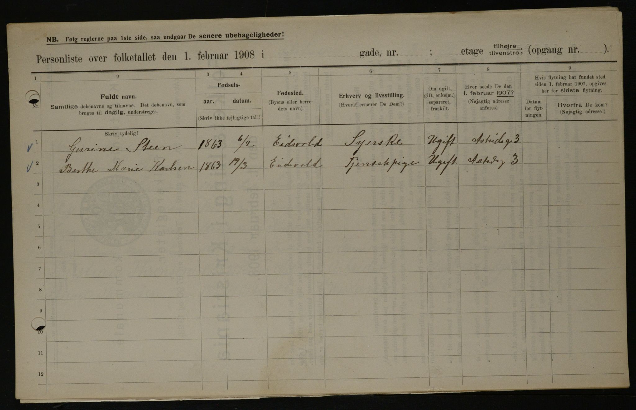 OBA, Municipal Census 1908 for Kristiania, 1908, p. 15870