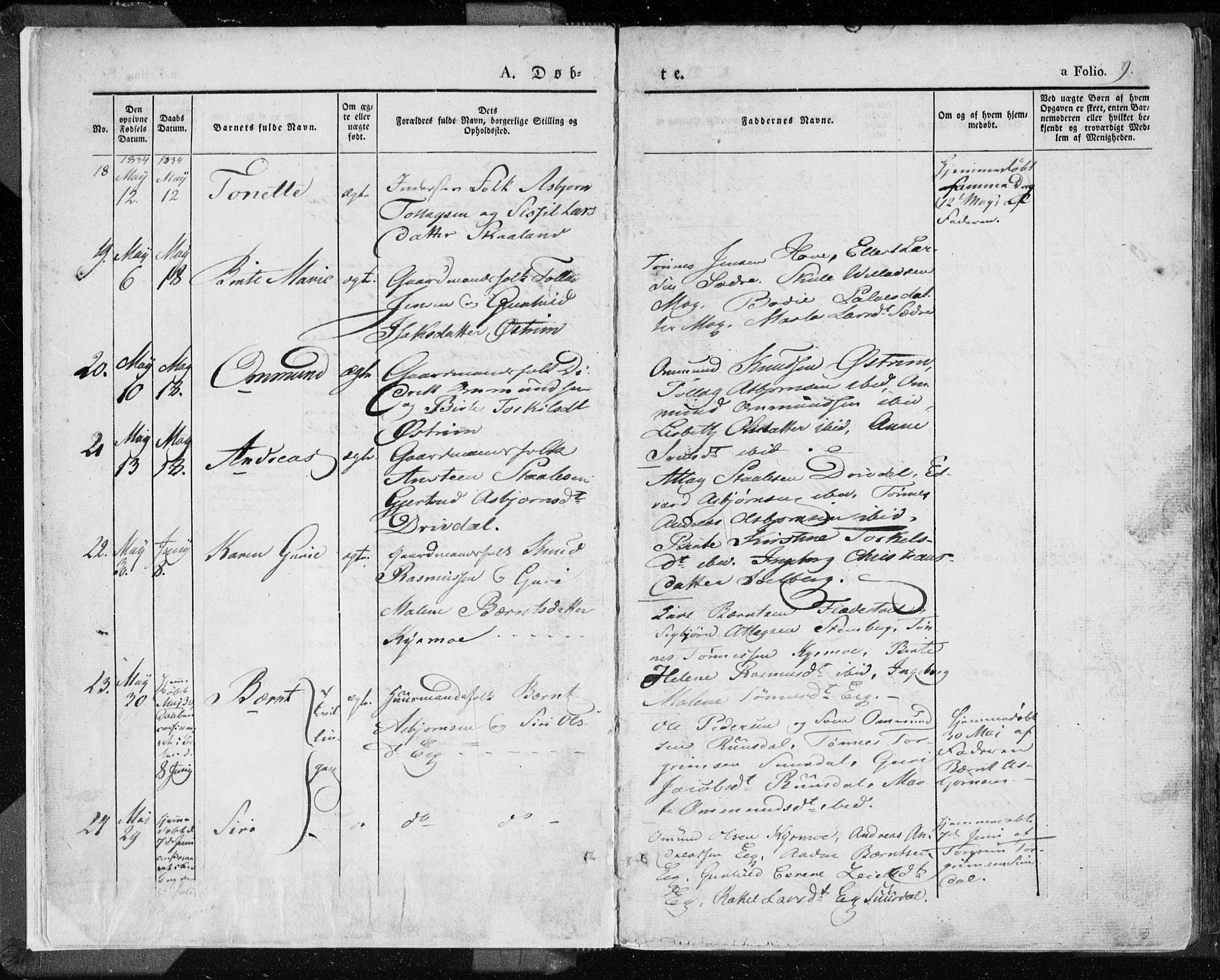 Lund sokneprestkontor, AV/SAST-A-101809/S06/L0007: Parish register (official) no. A 7.1, 1833-1854, p. 9