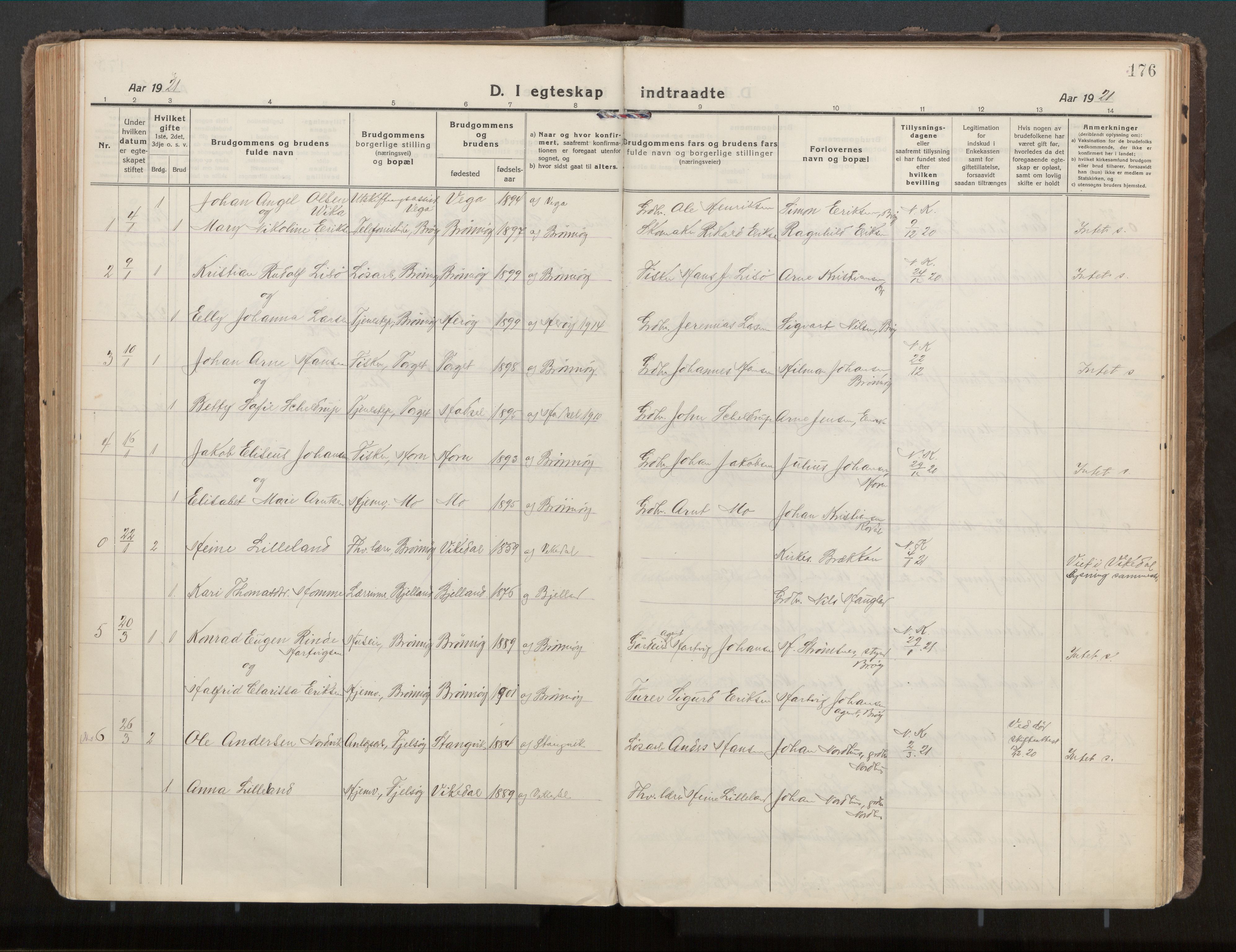 Ministerialprotokoller, klokkerbøker og fødselsregistre - Nordland, AV/SAT-A-1459/813/L0207a: Parish register (official) no. 813A18, 1919-1927, p. 176