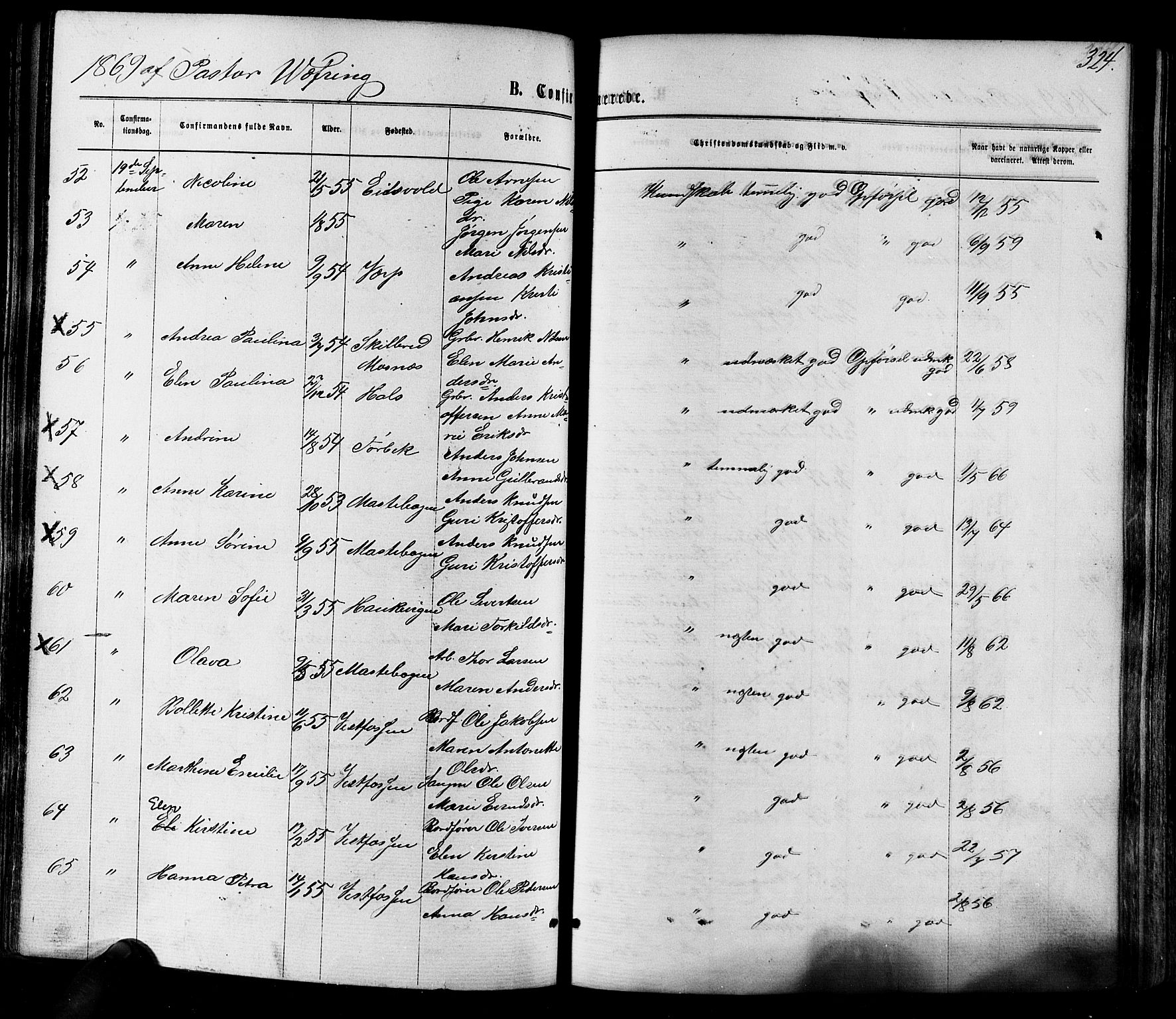 Eiker kirkebøker, AV/SAKO-A-4/F/Fa/L0017: Parish register (official) no. I 17, 1869-1877, p. 324