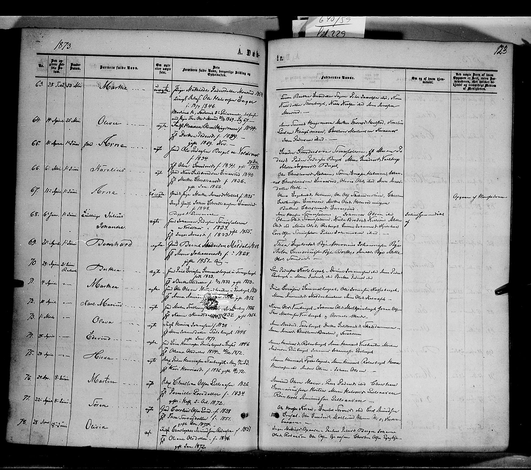 Grue prestekontor, SAH/PREST-036/H/Ha/Haa/L0010: Parish register (official) no. 10, 1864-1873, p. 123