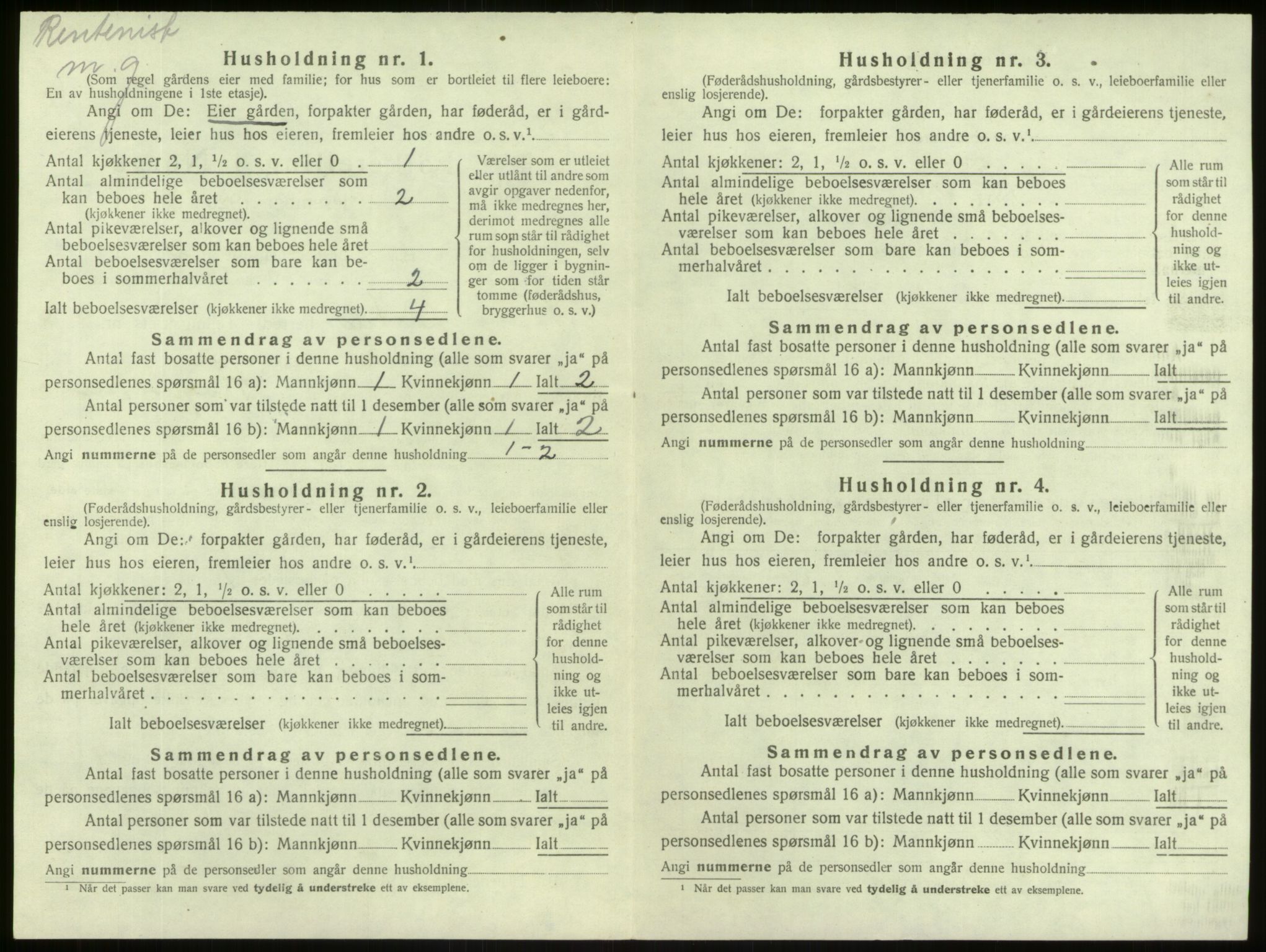 SAB, 1920 census for Lærdal, 1920, p. 317