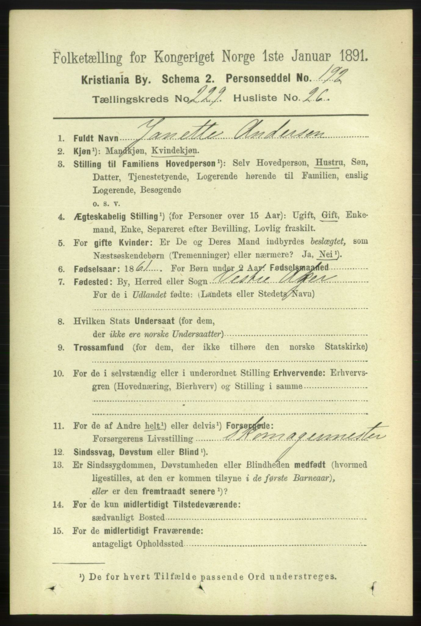 RA, 1891 census for 0301 Kristiania, 1891, p. 141342