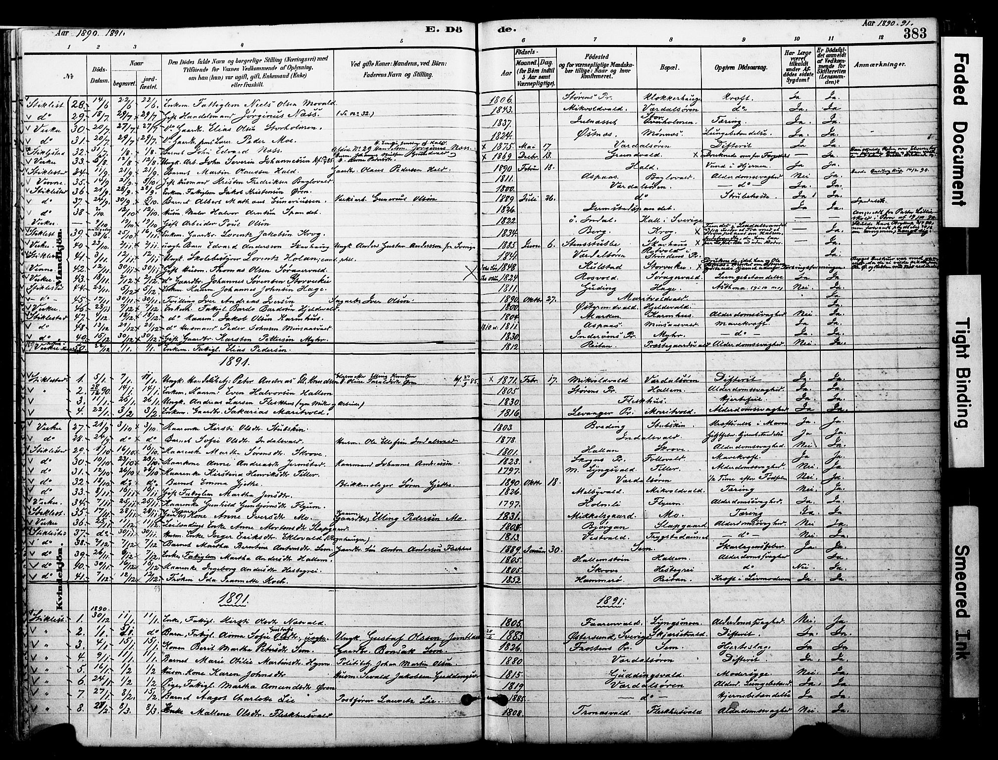 Ministerialprotokoller, klokkerbøker og fødselsregistre - Nord-Trøndelag, AV/SAT-A-1458/723/L0244: Parish register (official) no. 723A13, 1881-1899, p. 383