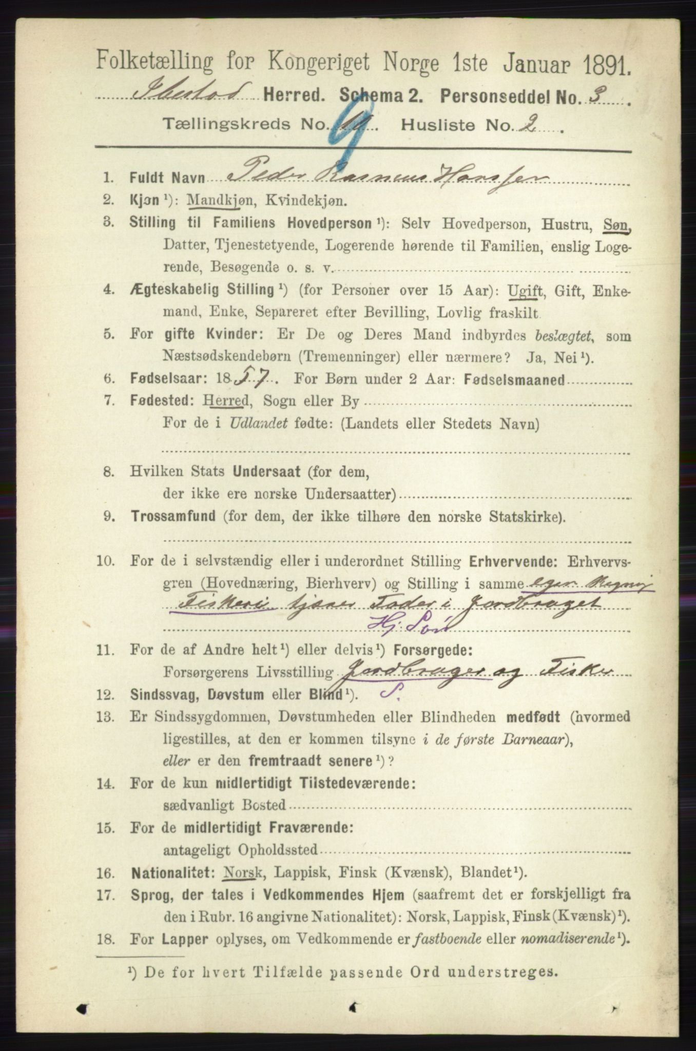 RA, 1891 census for 1917 Ibestad, 1891, p. 5982