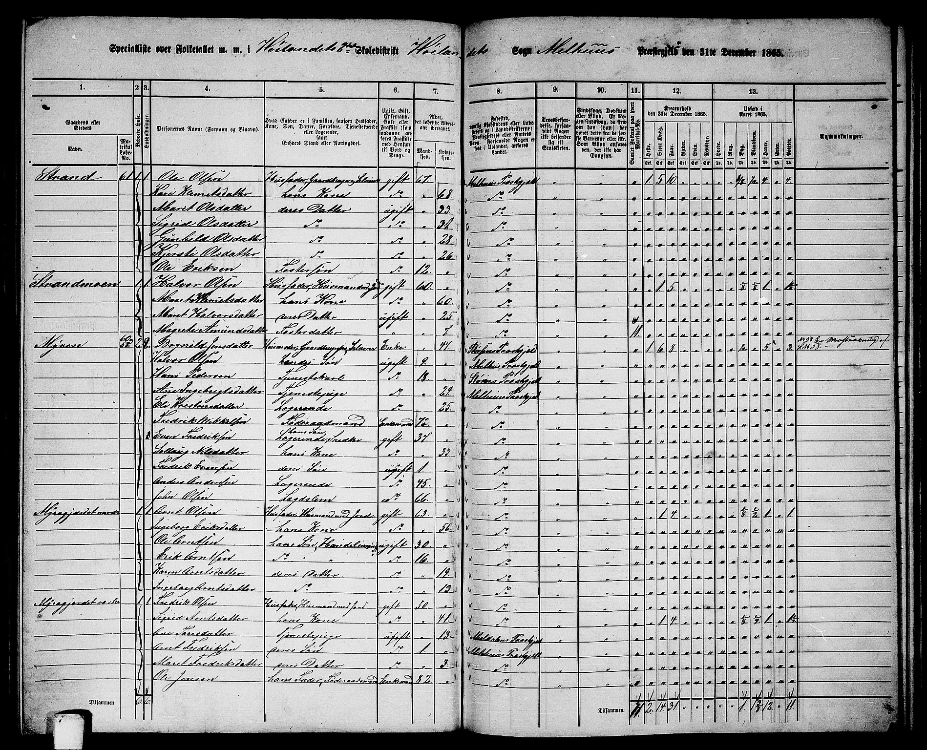 RA, 1865 census for Melhus, 1865, p. 179