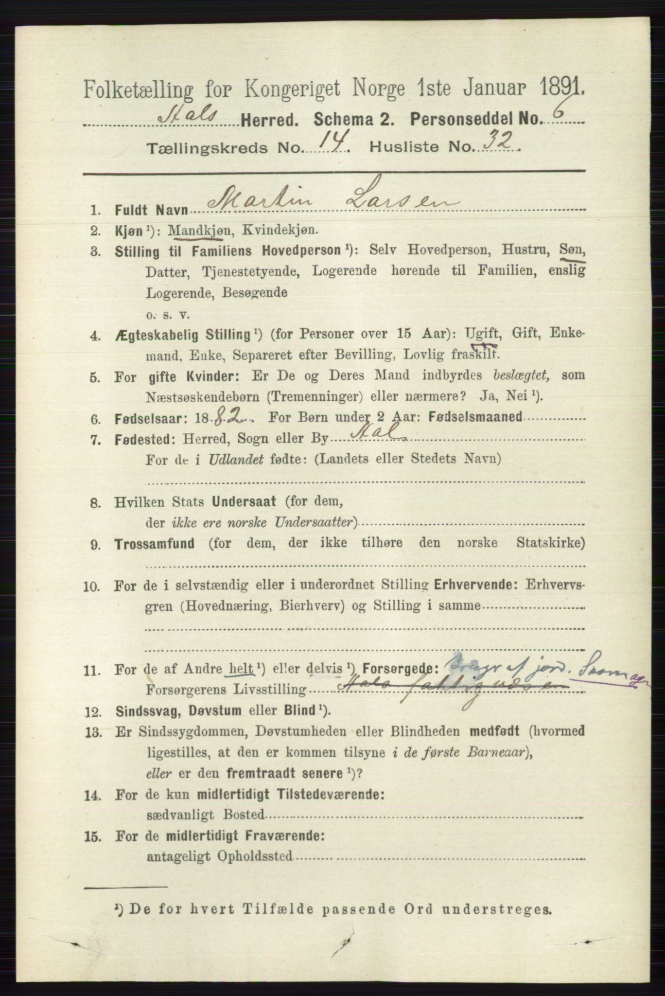 RA, 1891 census for 0619 Ål, 1891, p. 3701