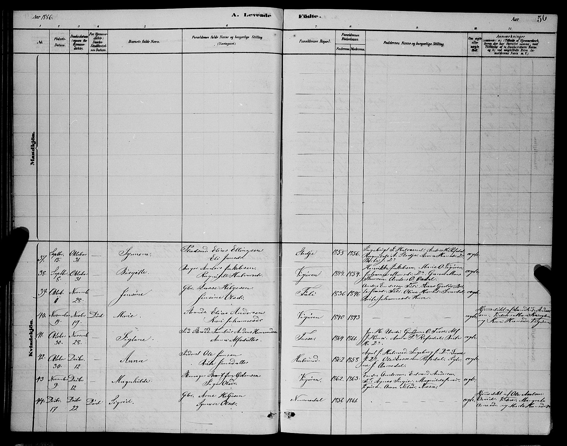 Vik sokneprestembete, AV/SAB-A-81501/H/Hab/Haba/L0003: Parish register (copy) no. A 3, 1878-1894, p. 50