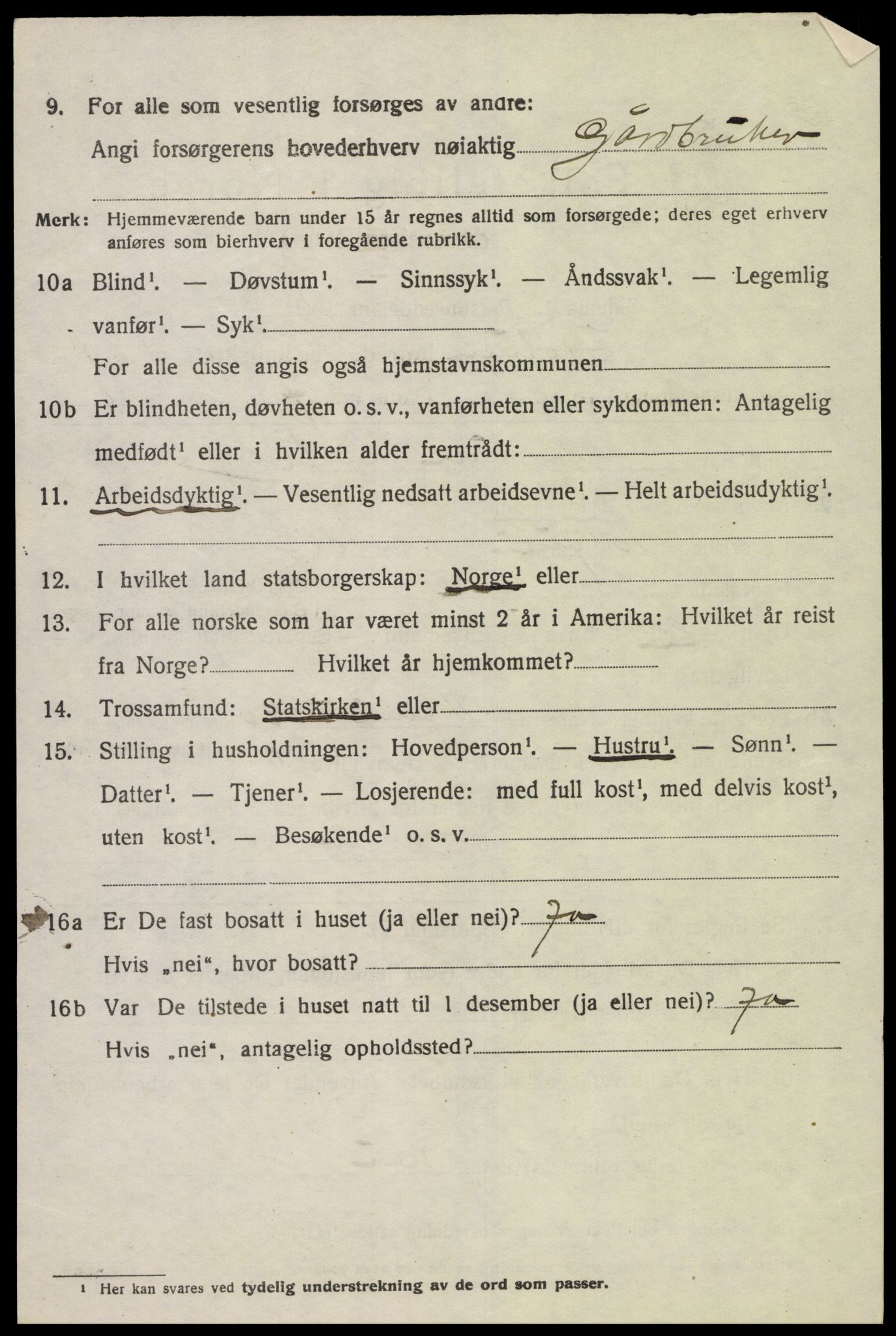 SAK, 1920 census for Holum, 1920, p. 2816