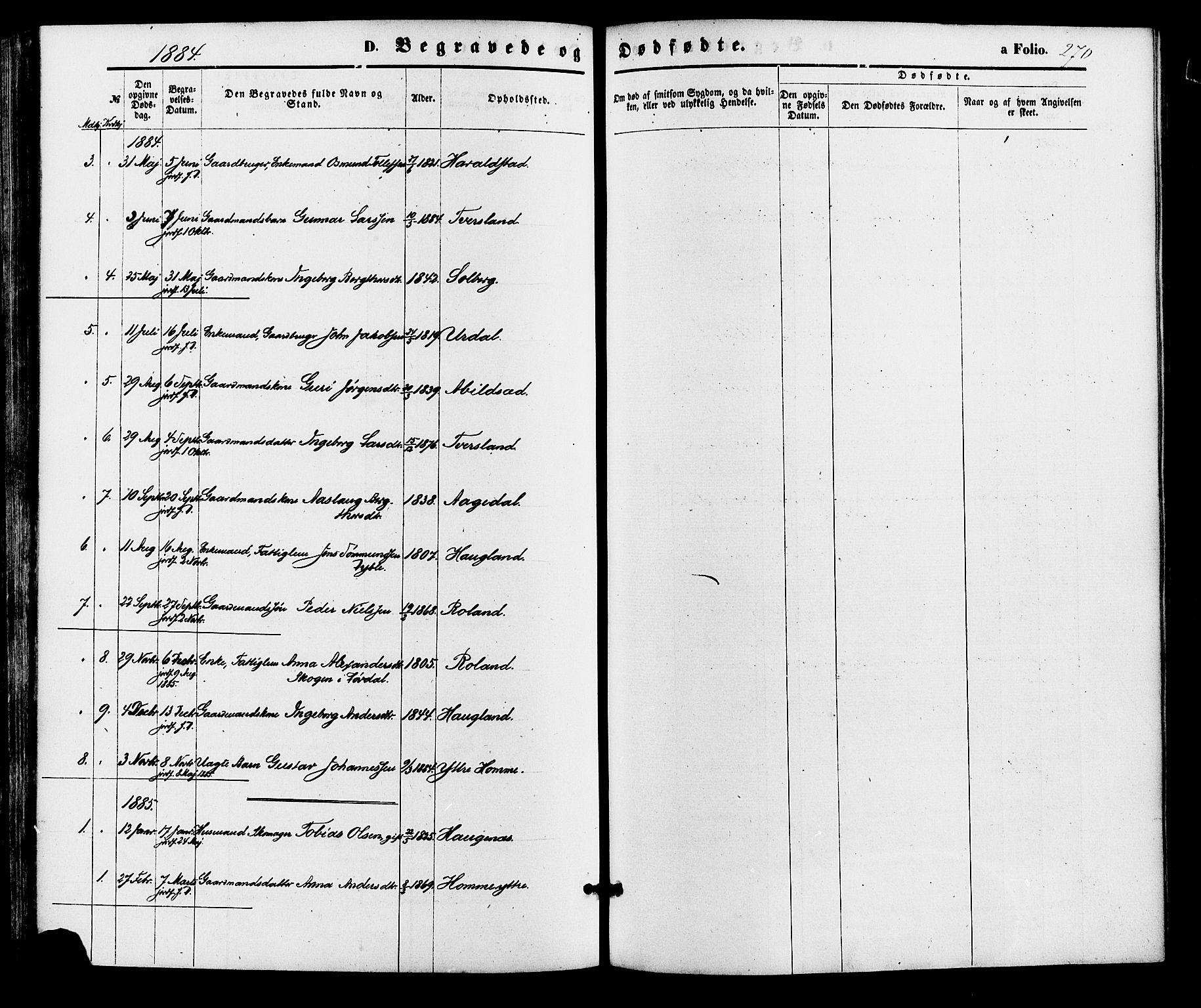 Bjelland sokneprestkontor, SAK/1111-0005/F/Fa/Faa/L0003: Parish register (official) no. A 3, 1867-1887, p. 270