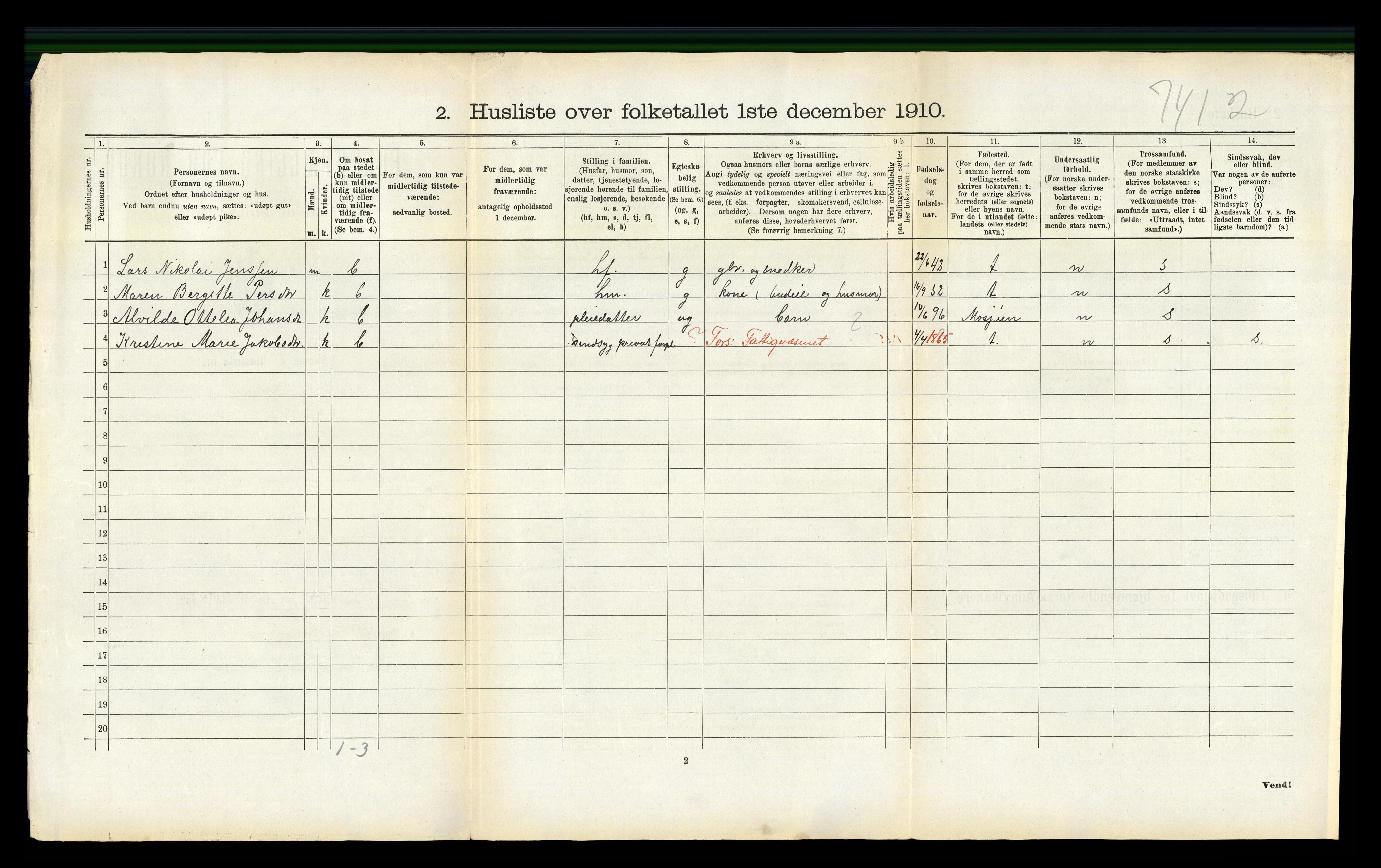 RA, 1910 census for Vefsn, 1910, p. 563
