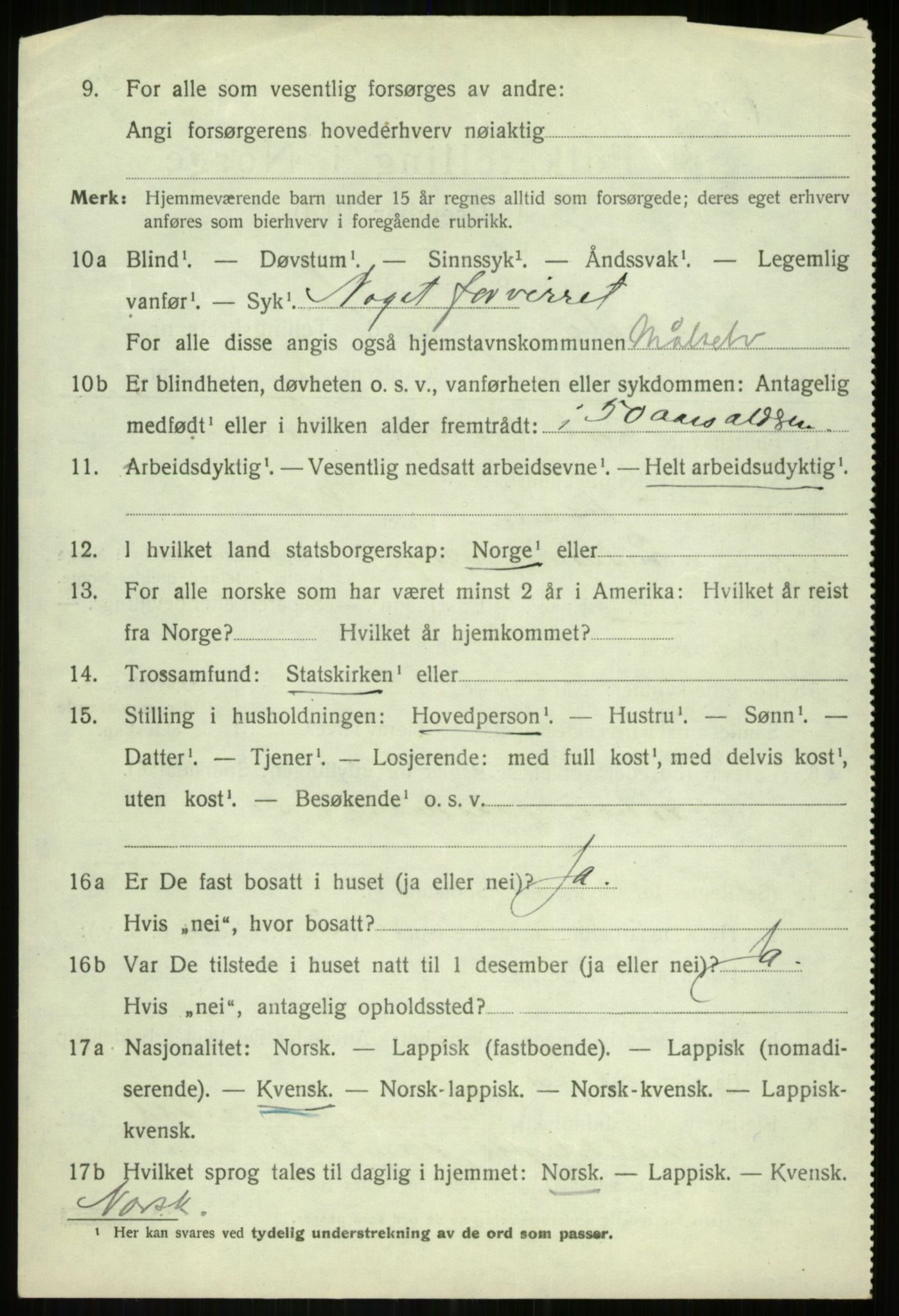 SATØ, 1920 census for Målselv, 1920, p. 2854