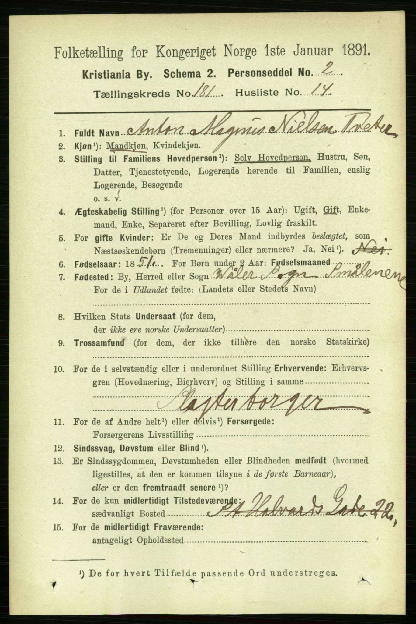 RA, 1891 census for 0301 Kristiania, 1891, p. 108642