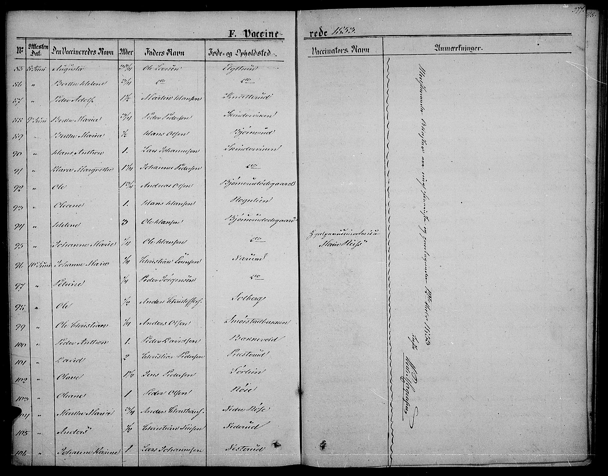 Vestre Toten prestekontor, AV/SAH-PREST-108/H/Ha/Haa/L0005: Parish register (official) no. 5, 1850-1855, p. 377