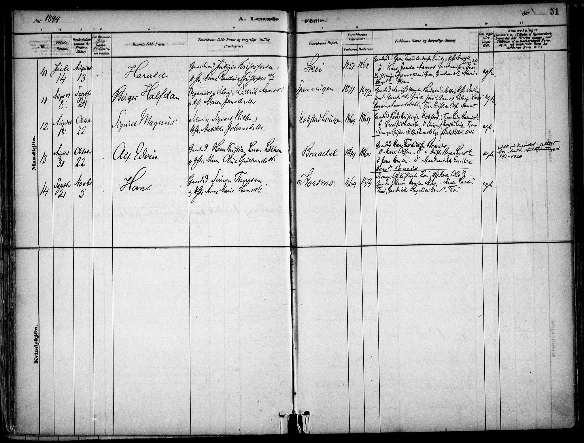 Gjerdrum prestekontor Kirkebøker, AV/SAO-A-10412b/F/Fb/L0001: Parish register (official) no. II 1, 1881-1921, p. 51