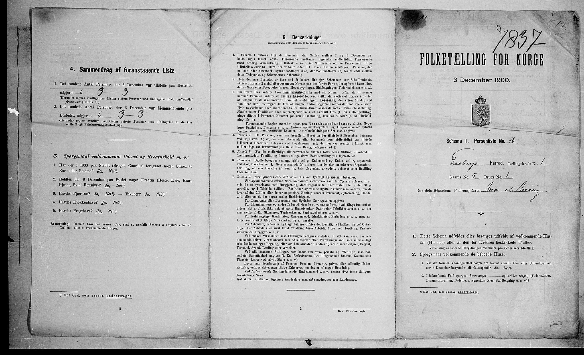 SAH, 1900 census for Fåberg, 1900, p. 66