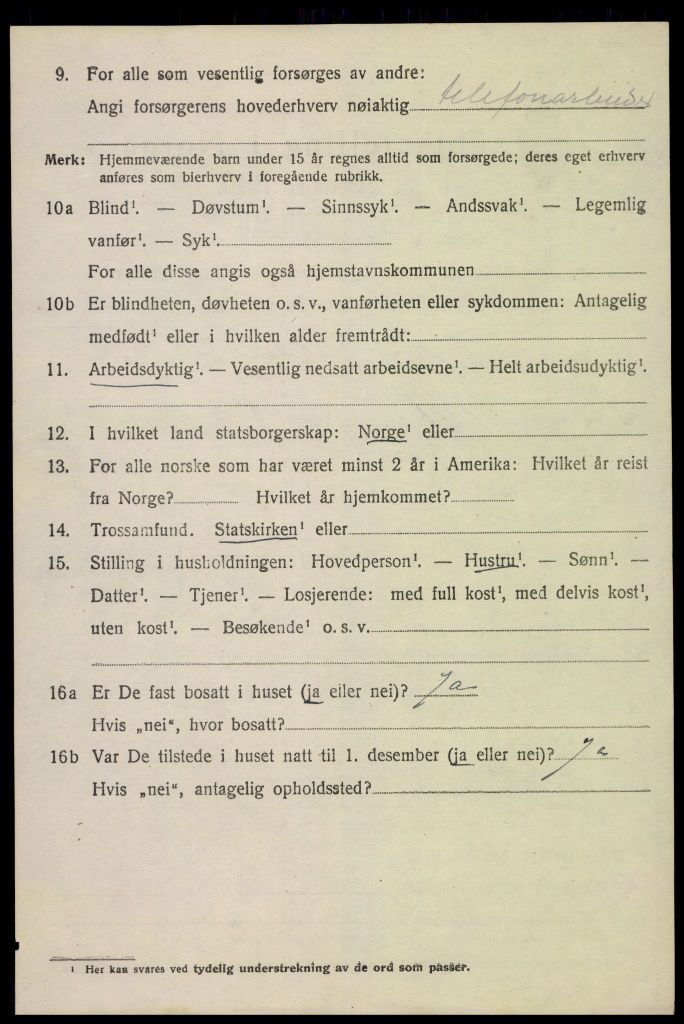 SAK, 1920 census for Tovdal, 1920, p. 334