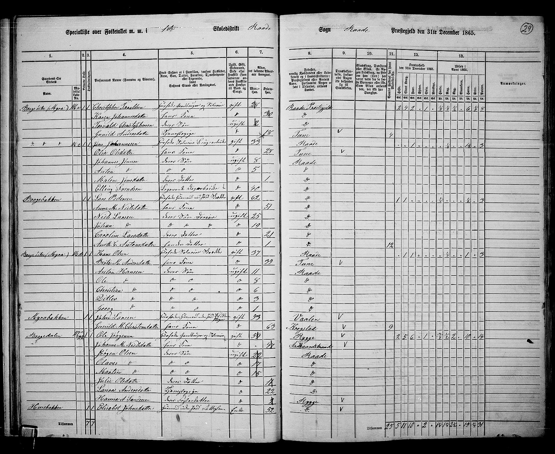 RA, 1865 census for Råde, 1865, p. 27