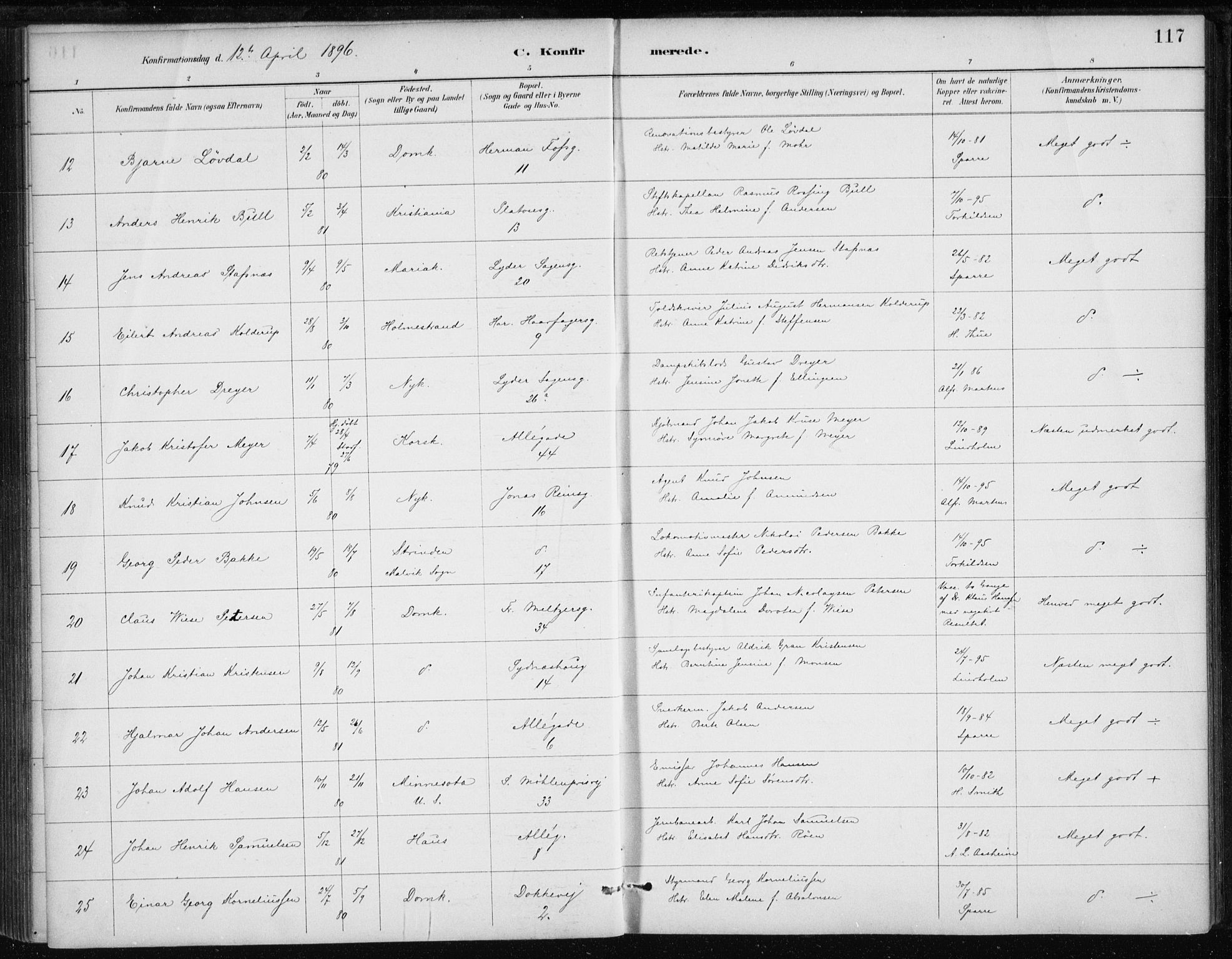 Johanneskirken sokneprestembete, AV/SAB-A-76001/H/Haa/L0008: Parish register (official) no. C 1, 1885-1907, p. 117