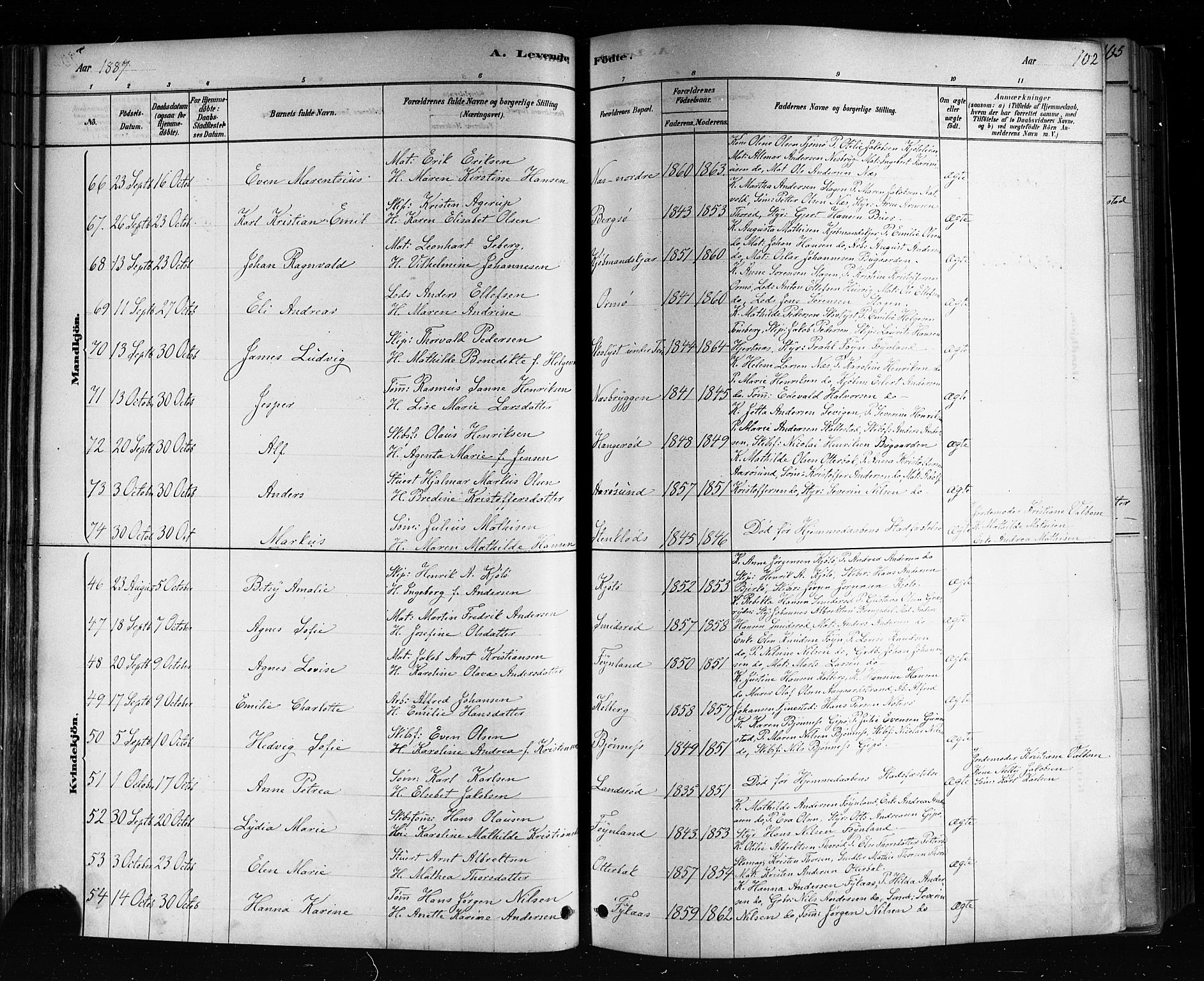 Nøtterøy kirkebøker, AV/SAKO-A-354/F/Fa/L0008: Parish register (official) no. I 8, 1878-1893, p. 102