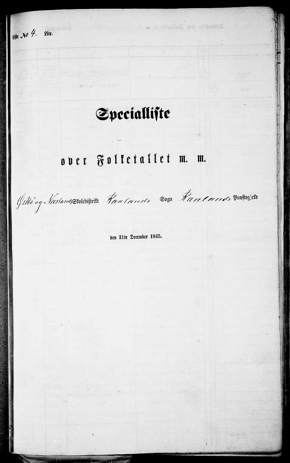 RA, 1865 census for Rauland, 1865, p. 42